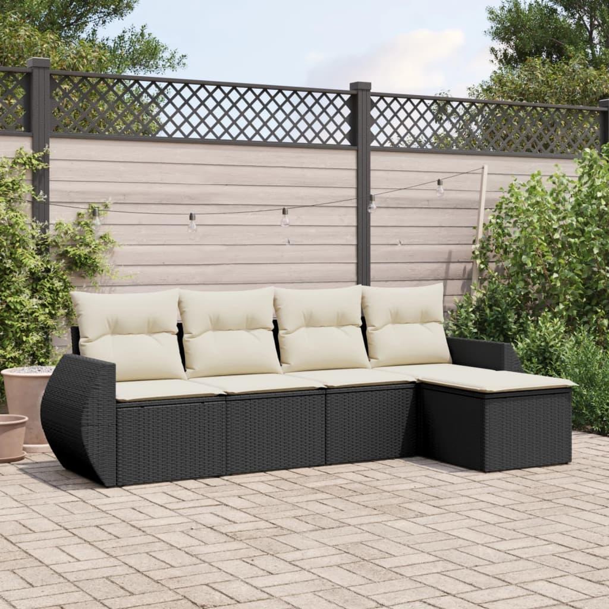 VIDAXL Salon de jardin 5 pcs avec coussins noir resine tressee