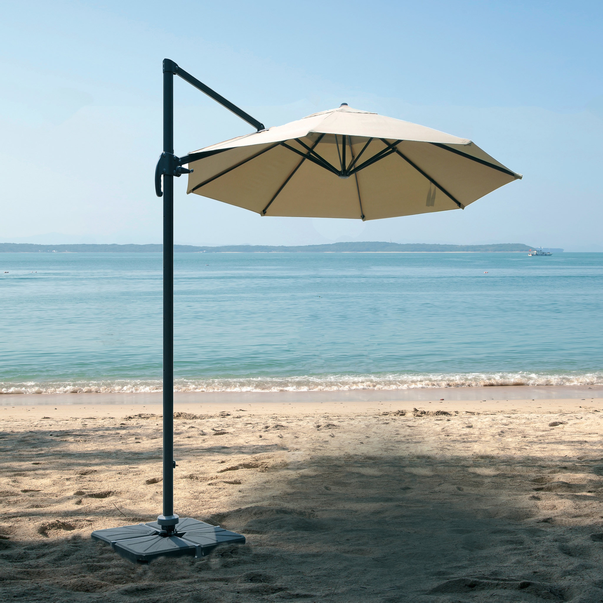 JARDILINE Parasol déporté rond - Aluminium et polyester - Taupe - D3m - TOBAGO