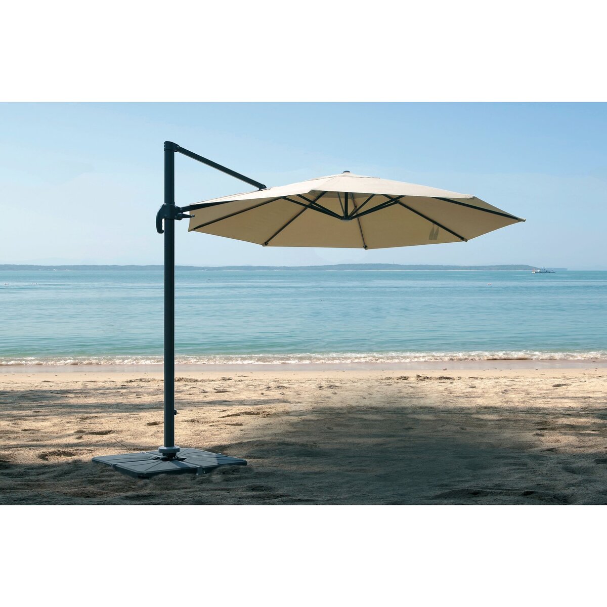JARDILINE Parasol déporté rond - Aluminium et polyester - Taupe - D3m - TOBAGO
