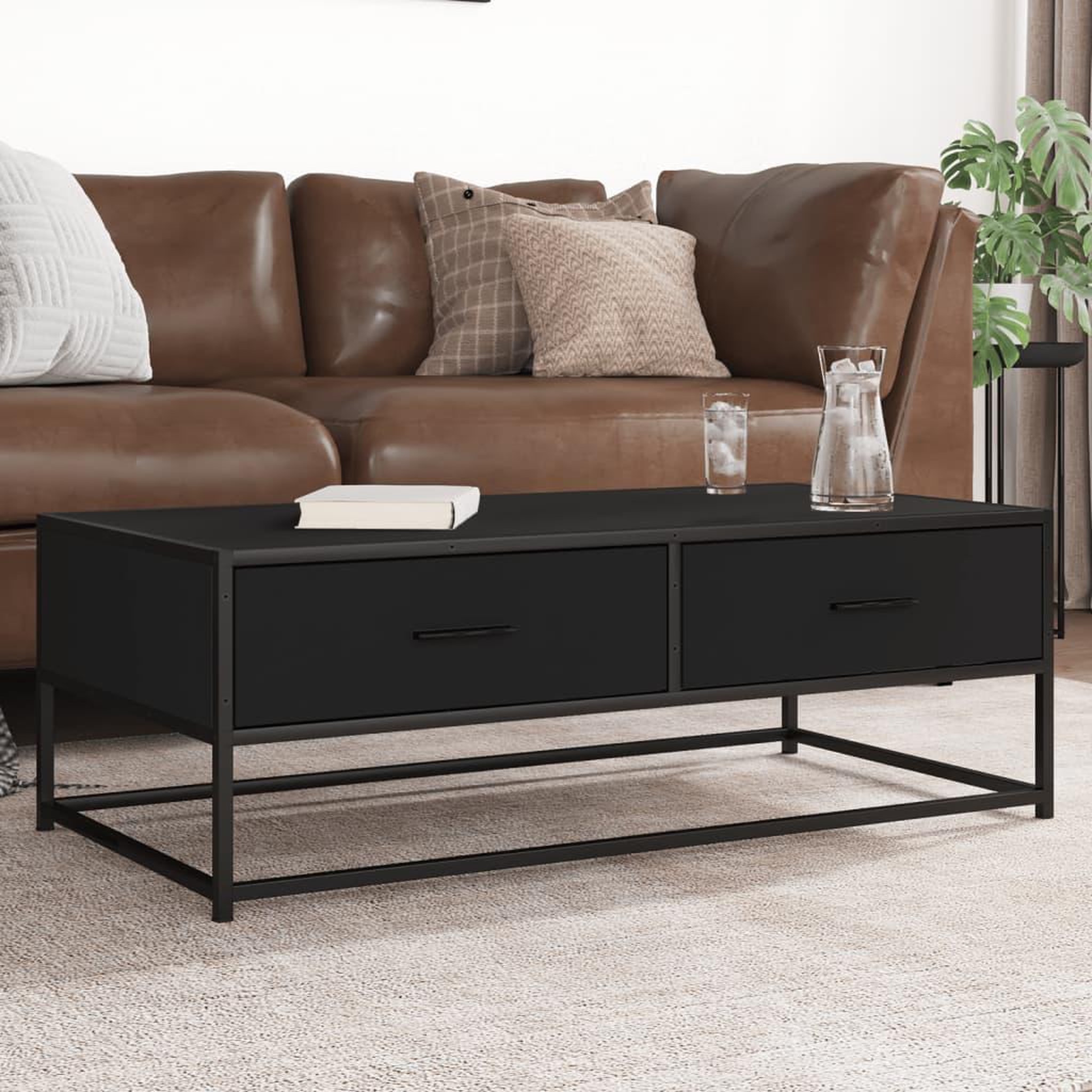 VIDAXL Table basse noir 100x50x35 cm bois d'ingenierie et metal