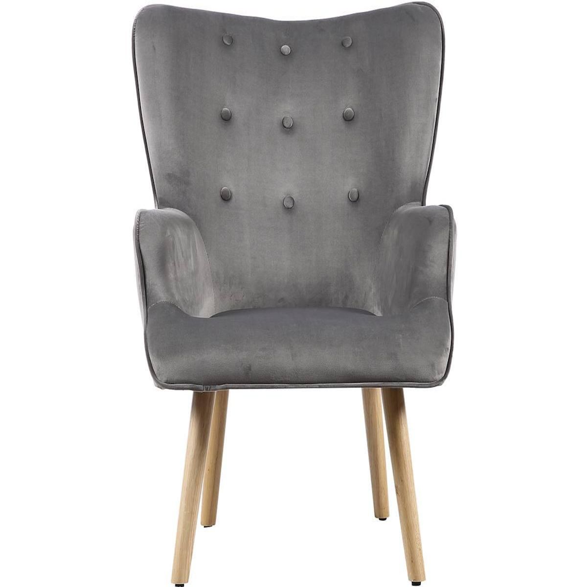 Habitat et Jardin Fauteuil style scandinave velours  Odense  - 73 x 81 x 92.5 cm - 1 place - Gris