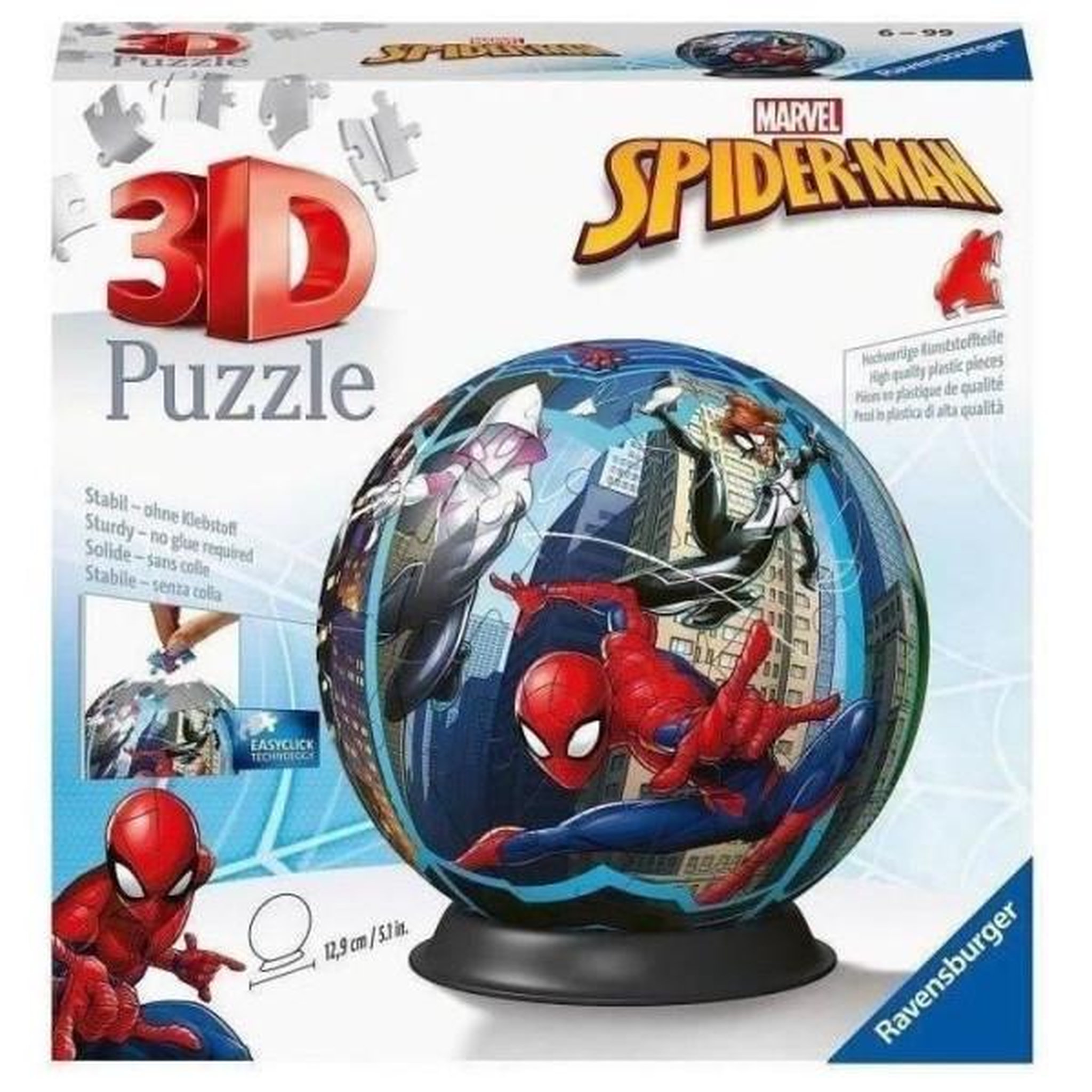 RAVENSBURGER Puzzle 3d ball 72 p - spider-man - ravensburger - pour enfant de 6 ans et plus - rouge et bleu