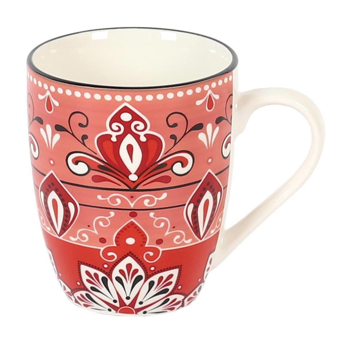 Paris Prix Lot de 6 Mugs en Porcelaine  Jaipur  30cl Rouge