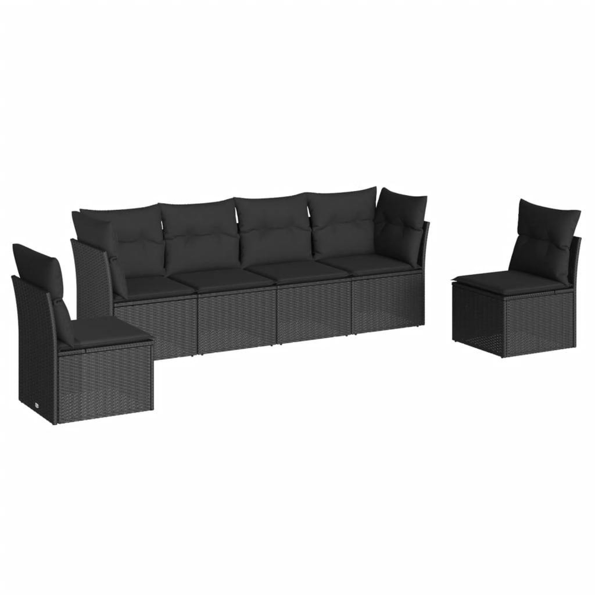 Voir la diapositive 2 : VIDAXL Salon de jardin 6 pcs avec coussins noir resine tressee