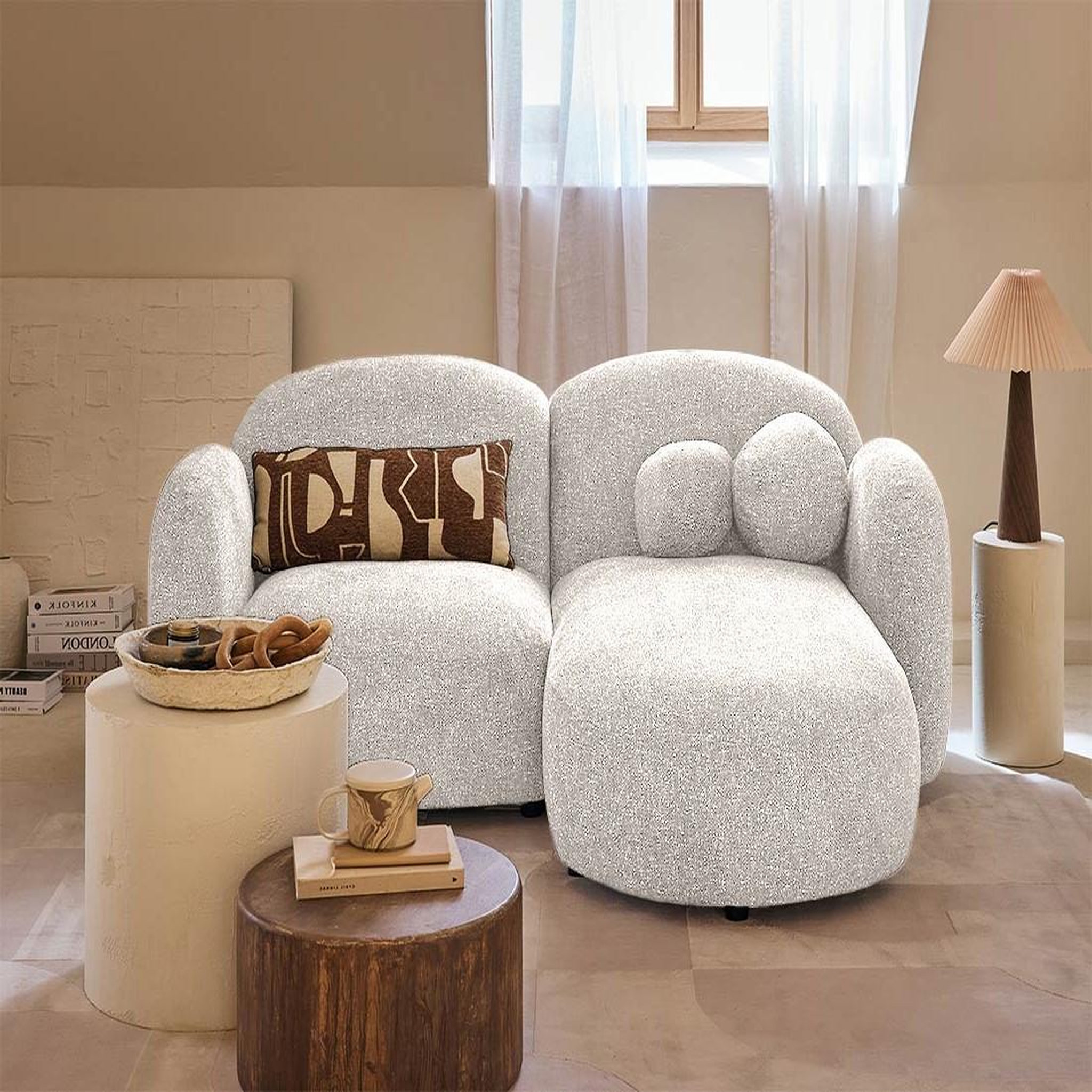 Voir la diapositive 1 : LISA DESIGN Velris - canapé d'angle droit 3 places en tissu moucheté