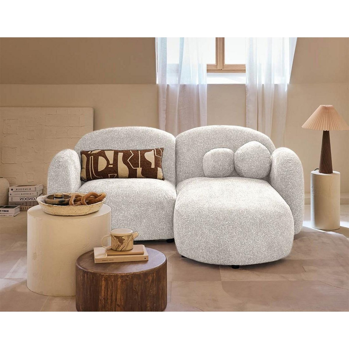 LISA DESIGN Velris - canapé d'angle droit 3 places en tissu moucheté