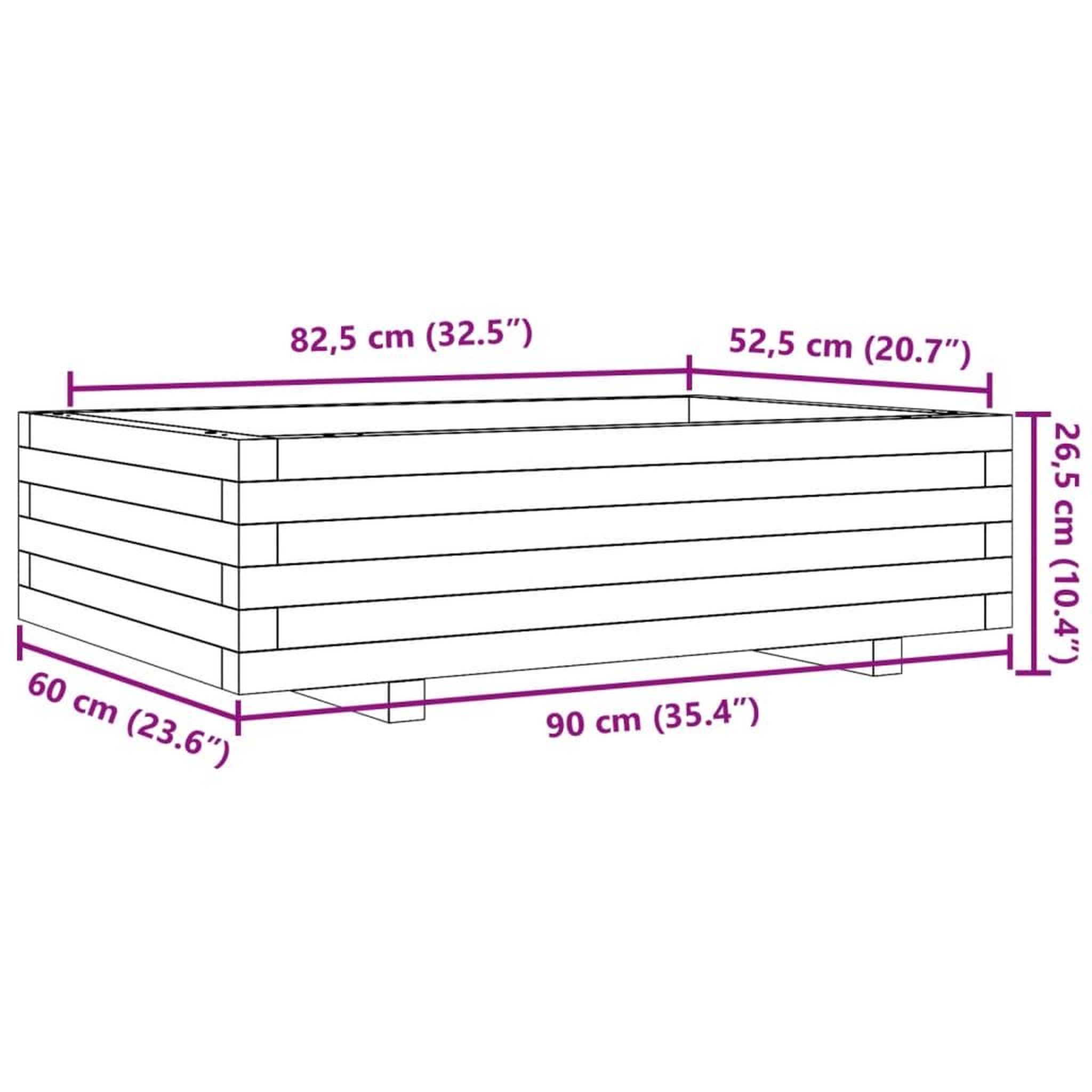 Voir la diapositive 6 : VIDAXL Jardiniere blanc 90x60x26,5 cm bois de pin massif