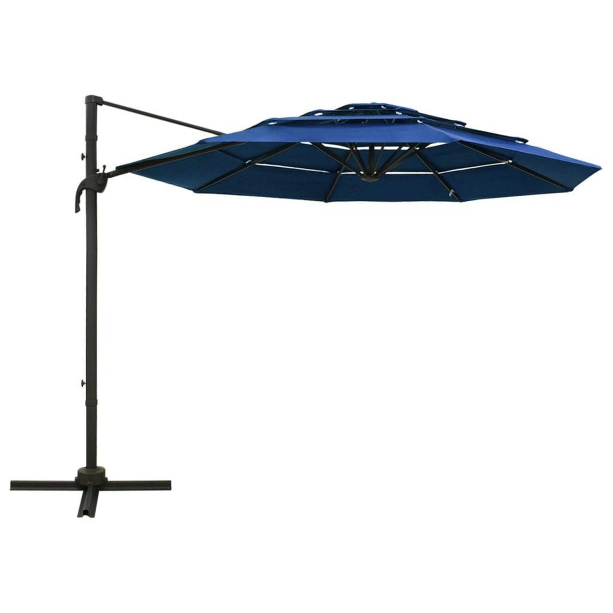 VIDAXL Parasol de jardin a 4 niveaux avec mat en aluminium bleu azure