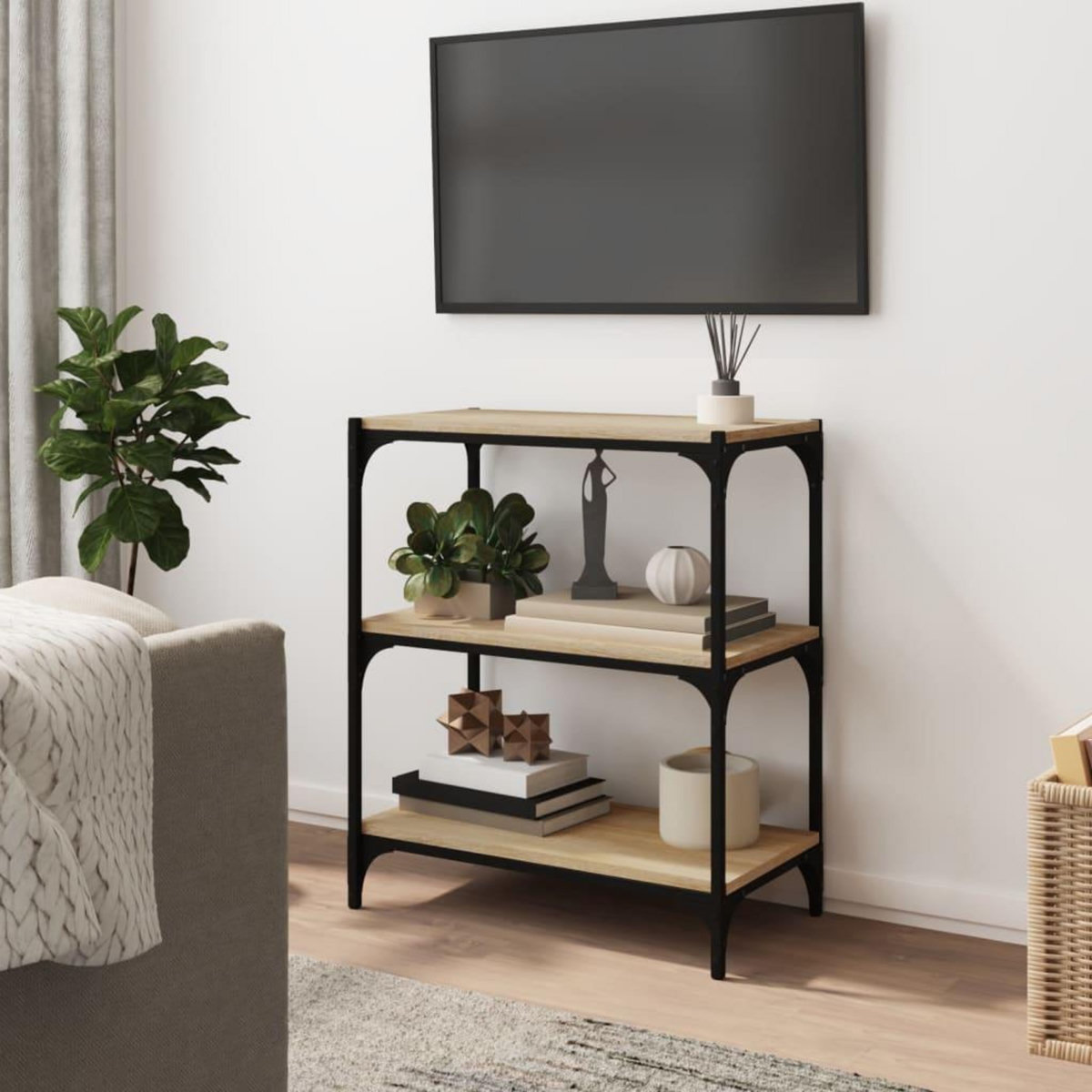 VIDAXL Bibliotheque Chene Sonoma 60x33x70,5 cm Bois d'ingenierie acier