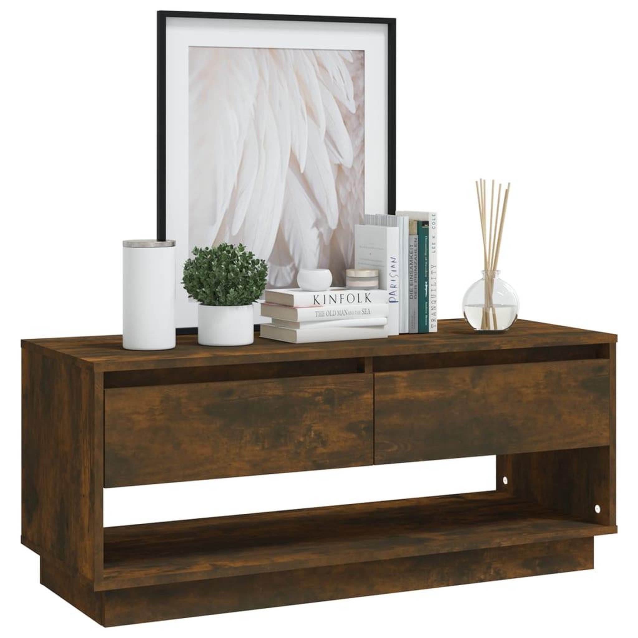 Voir la diapositive 4 : VIDAXL Meuble TV Chene fume 102x41x44 cm Bois d'ingenierie