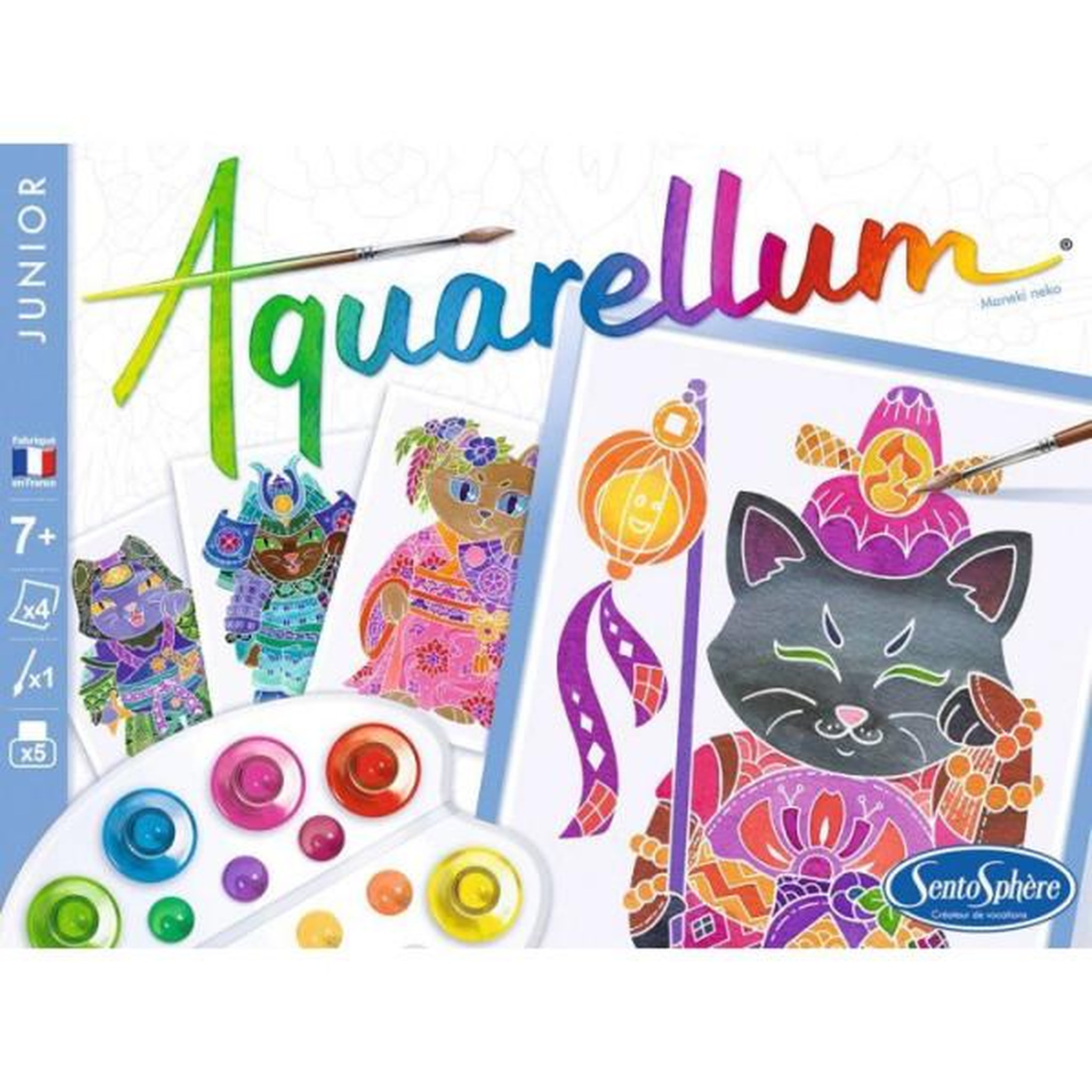 Voir la diapositive 2 : Sentosphere Peinture aquerelle - sentosphere - aquarellum junior - maneki neko - 5 couleurs - sertissage sur papier vélin - des 6 ans