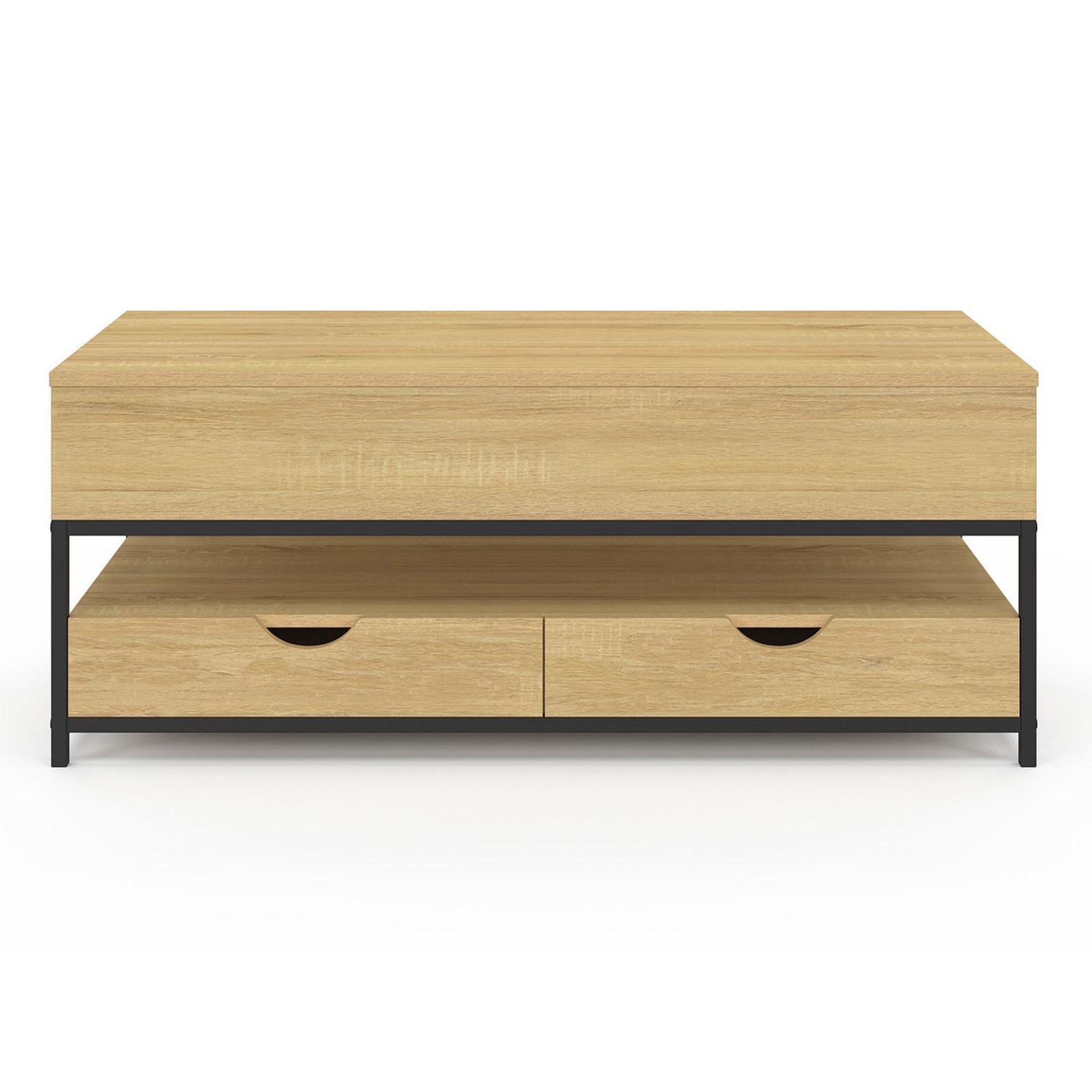 Voir la diapositive 3 : ID MARKET Table basse plateau relevable rectangulaire detroit avec 2 tiroirs design industriel