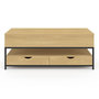 Voir la diapositive 3 : ID MARKET Table basse plateau relevable rectangulaire DETROIT avec 2 tiroirs design industriel
