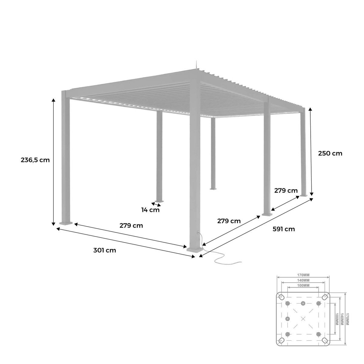 SWEEEK Pergola bioclimatique aluminium motorisée 6x3m avec éclairage LED Triomphe