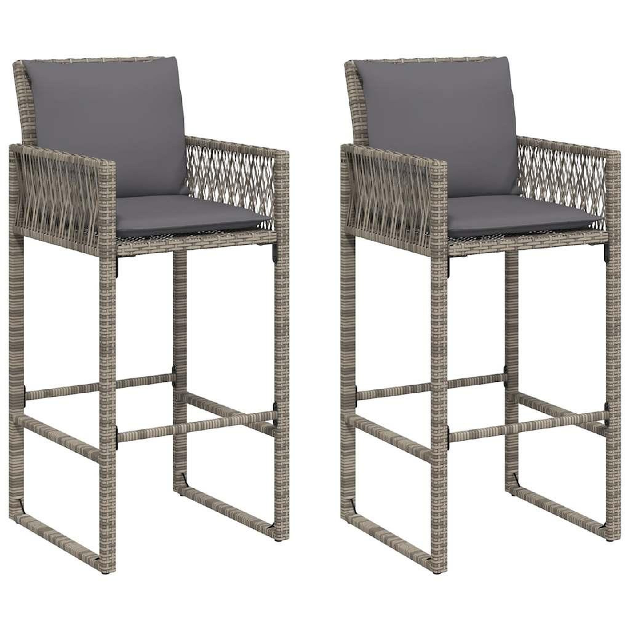 Voir la diapositive 4 : VIDAXL Ensemble de bar de jardin 3 pcs et coussins gris resine tressee