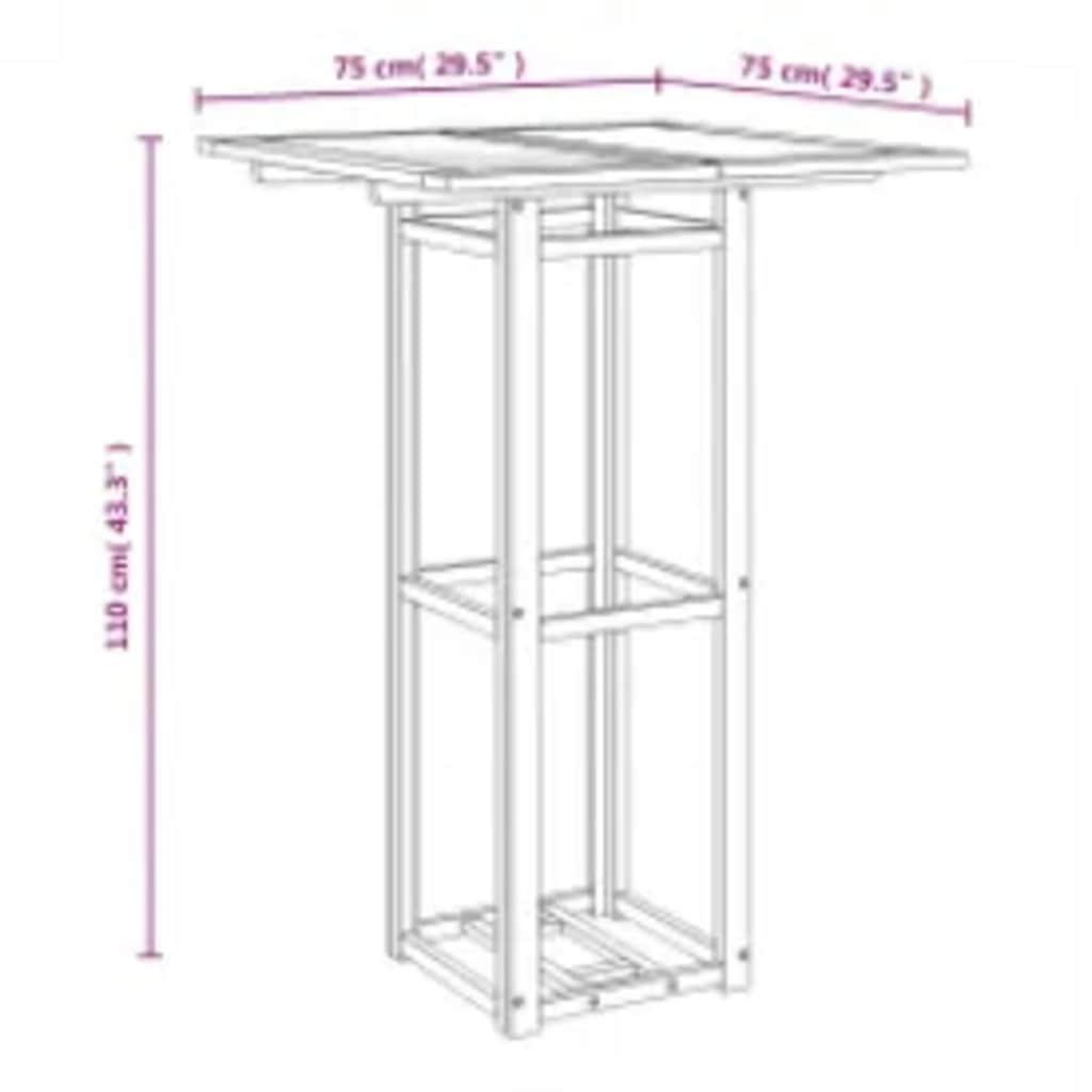 Voir la diapositive 6 : VIDAXL Table de bistro 75x75x110 cm bois d'acacia massif