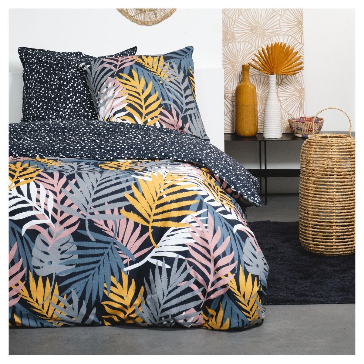 TODAY Parure housse de couette coton 57fils motif tropical LOU