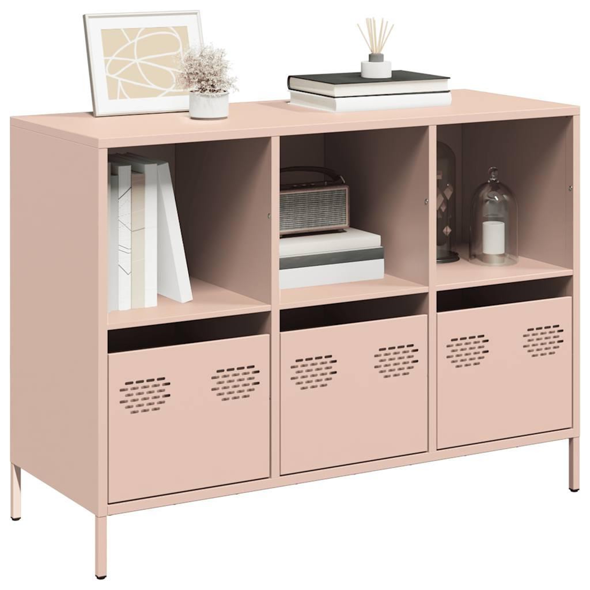 VIDAXL Buffet rose 101,5x39x73,5 cm acier lamine a froid