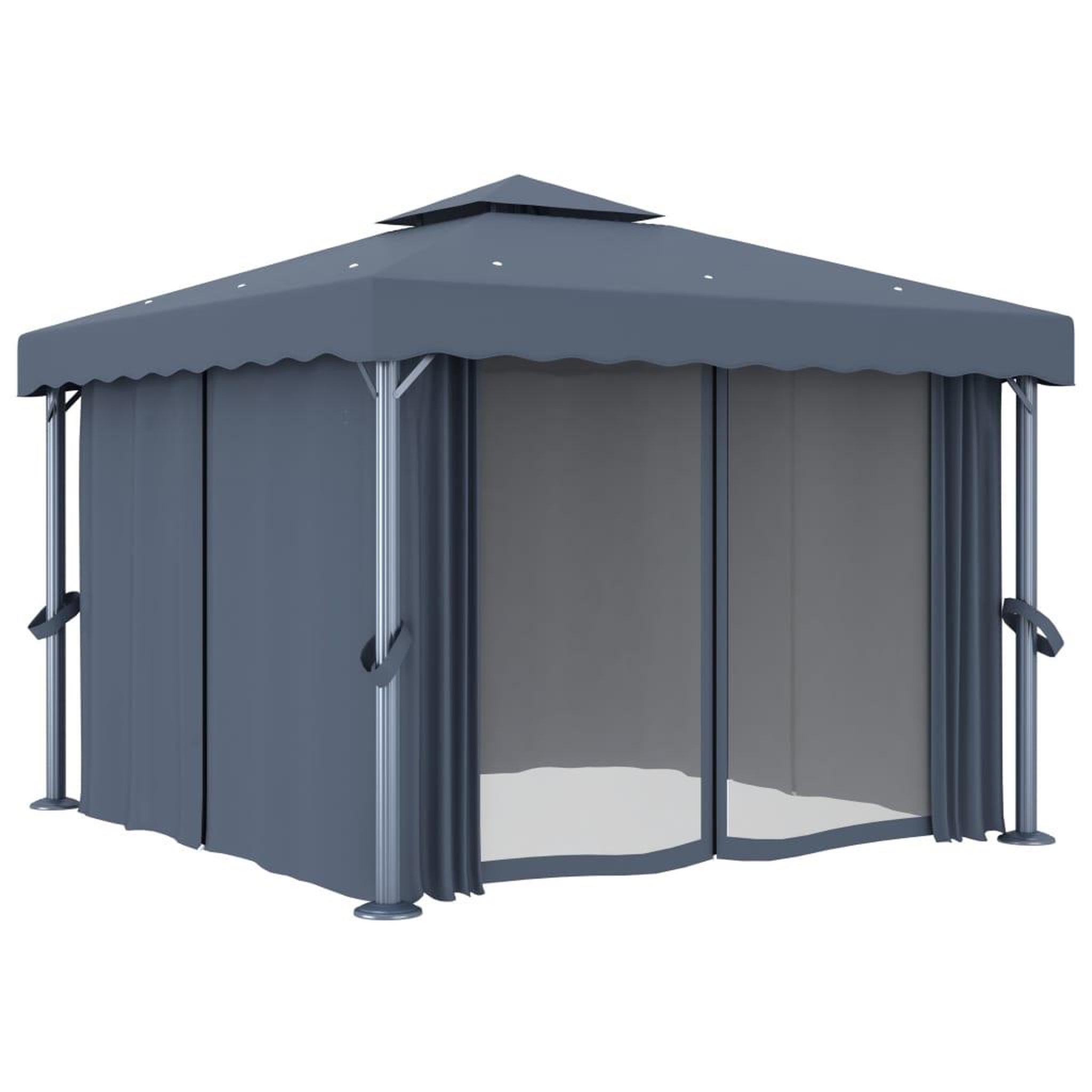 Voir la diapositive 2 : VIDAXL Tonnelle avec rideau 3x3 m Anthracite Aluminium