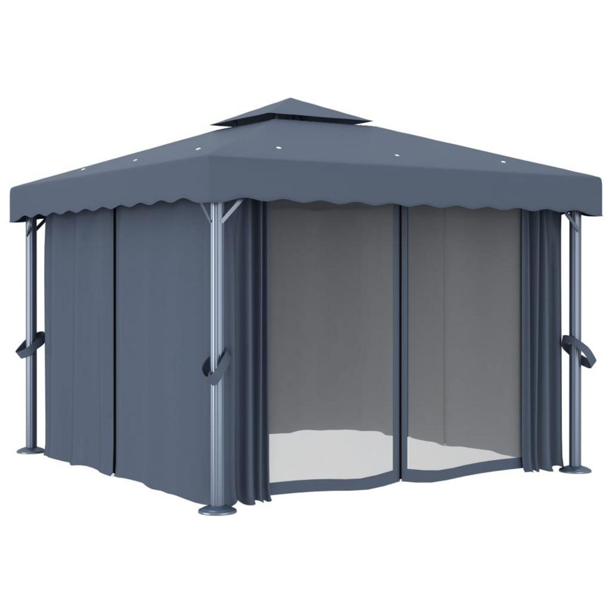 VIDAXL Tonnelle avec rideau 3x3 m Anthracite Aluminium