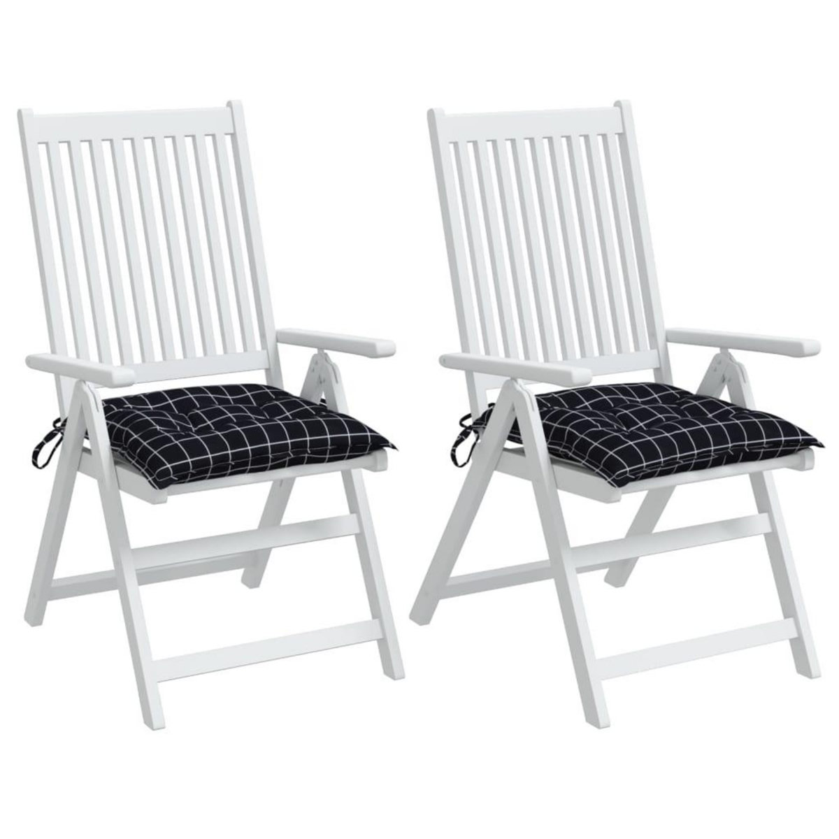 VIDAXL Coussins de chaise lot de 2 carreaux noir 40x40x7 cm tissu