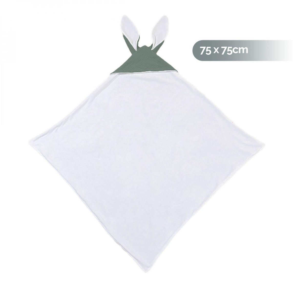 Monsieur Bébé Cape, sortie de bain intérieur 100 % coton - 75 x 75 cm - Lapin