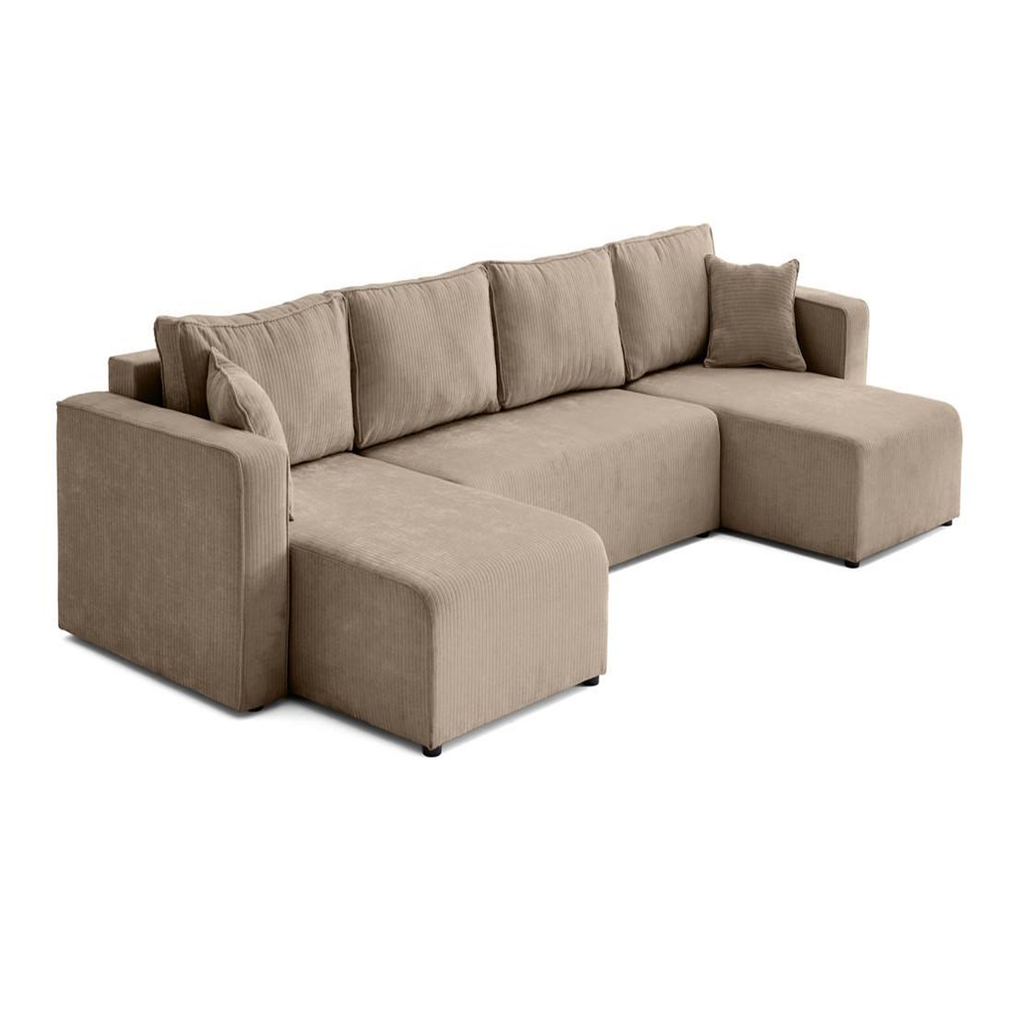 Voir la diapositive 5 : BEST MOBILIER Topaze - canapé panoramique en u - 7 places - convertible avec coffre - en velours côtelé plat
