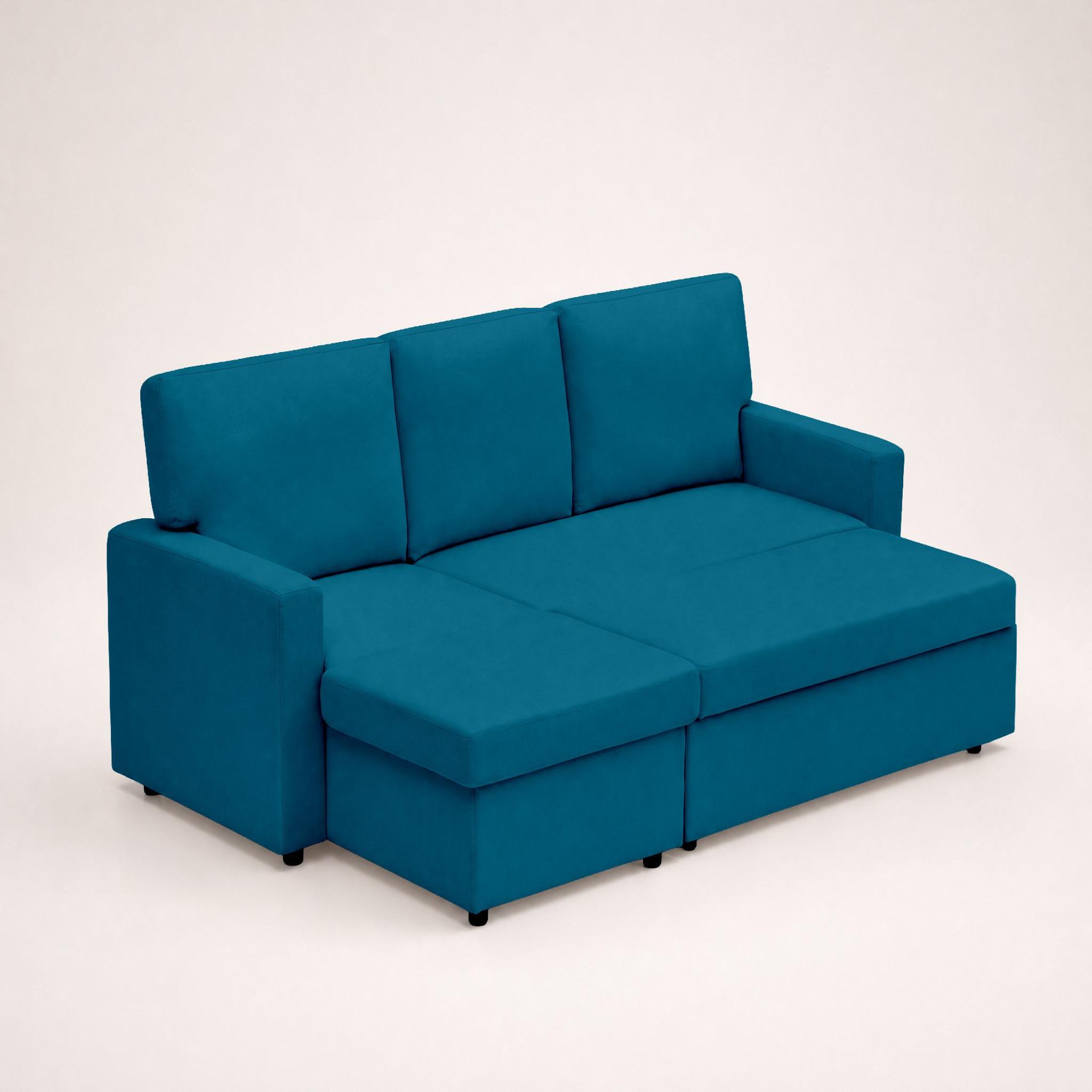 Voir la diapositive 4 : BEST MOBILIER Meiya - canapé d'angle réversible 4 places convertible avec coffre en tissu