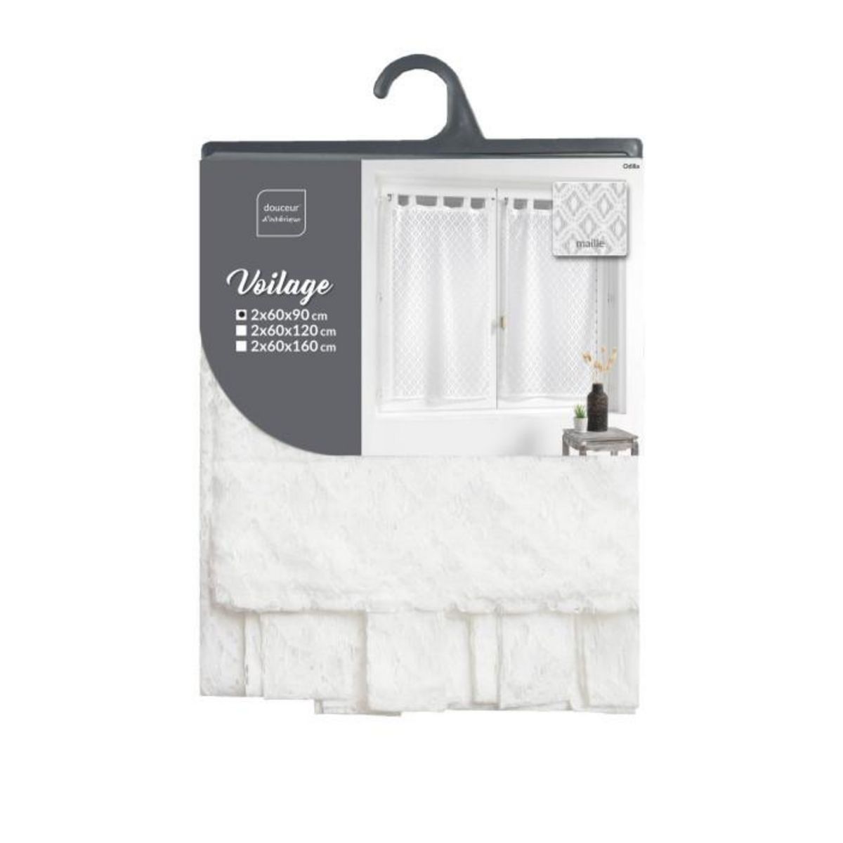 Paris Prix Paire de Voilages Maille  Odilia  60x90cm Blanc