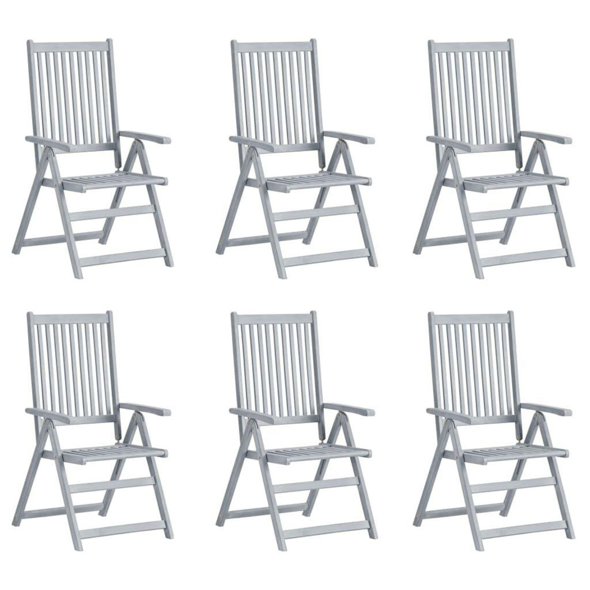 VIDAXL Chaises inclinables de jardin lot de 6 et coussins Bois acacia