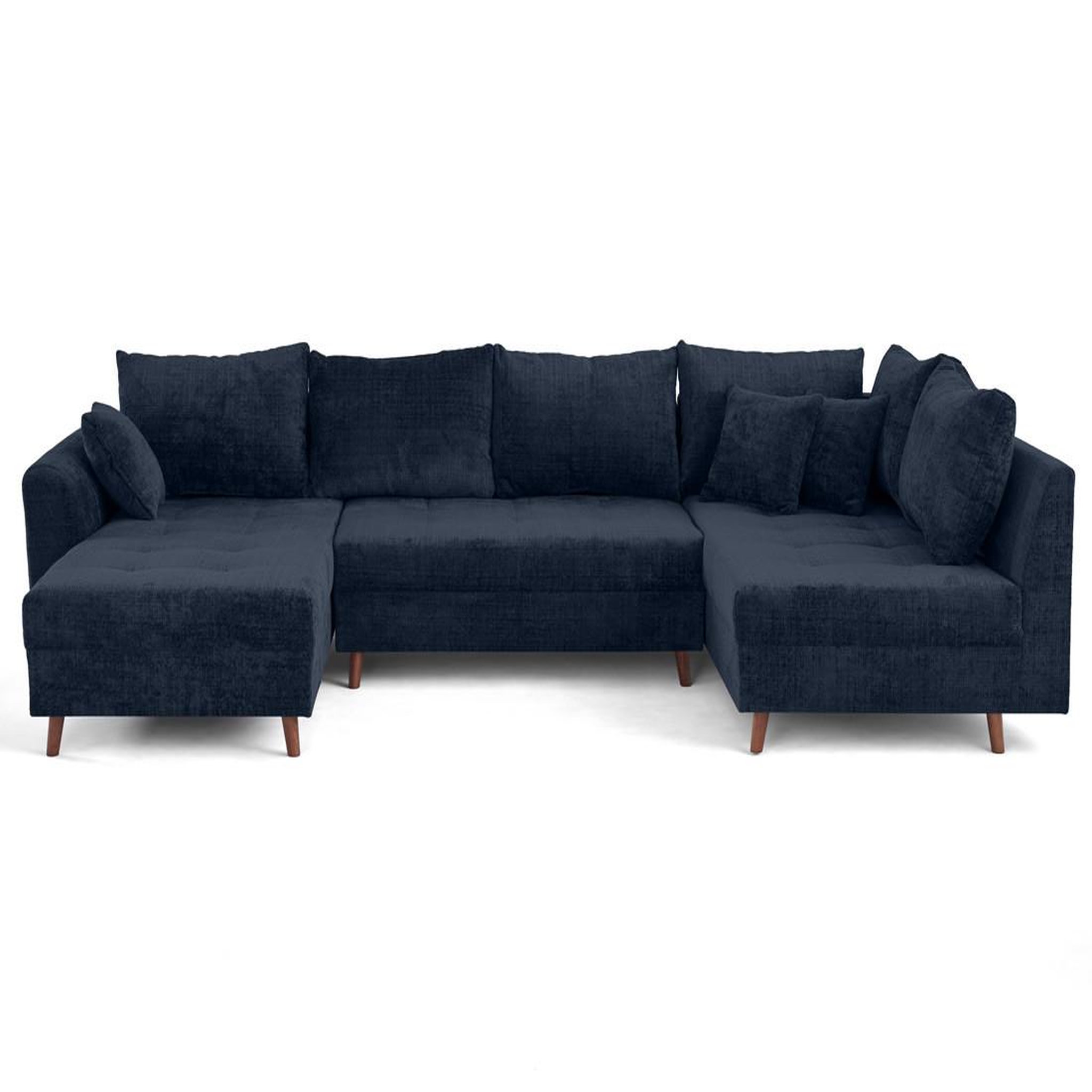Voir la diapositive 1 : BEST MOBILIER Rune - canapé panoramique d'angle droit 7 places en velours texturé