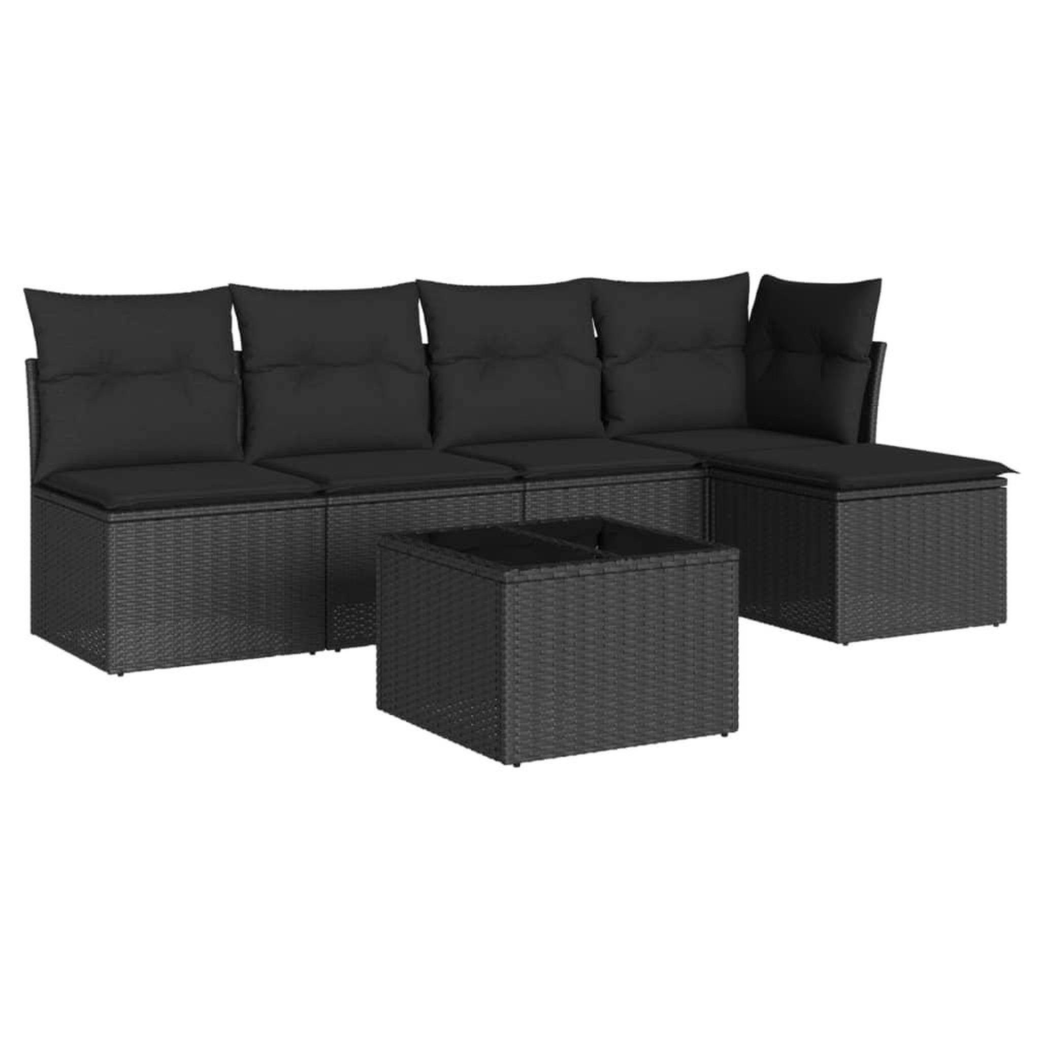 Voir la diapositive 2 : VIDAXL Salon de jardin 6 pcs avec coussins noir resine tressee