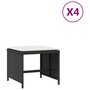 Voir la diapositive 2 : VIDAXL Tabourets de jardin et coussins lot de 4 noir 41x41x36 cm rotin