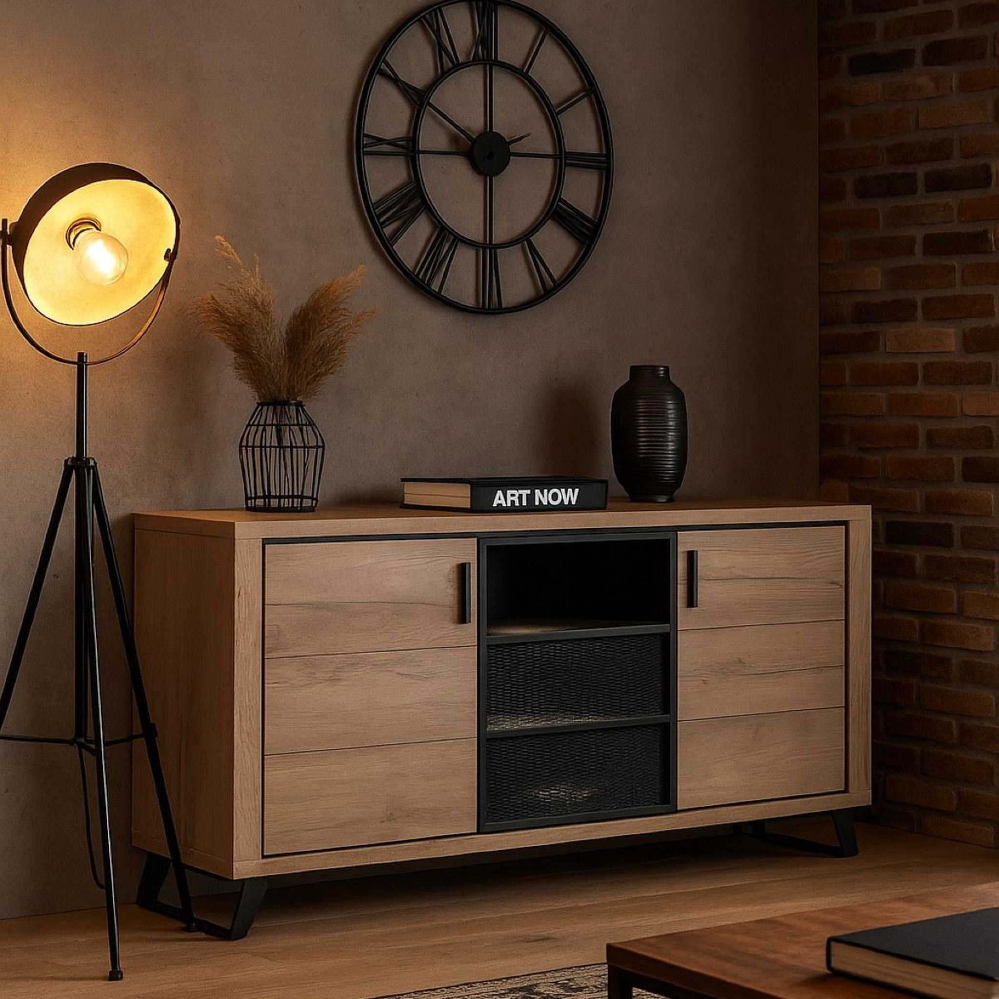 Voir la diapositive 2 : JLC KREATION Buffet de salle à manger contemporain 3 portes 205cm PERO