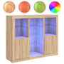 Voir la diapositive 2 : VIDAXL Buffets avec lumieres LED 3 pcs chene sonoma bois d'ingenierie