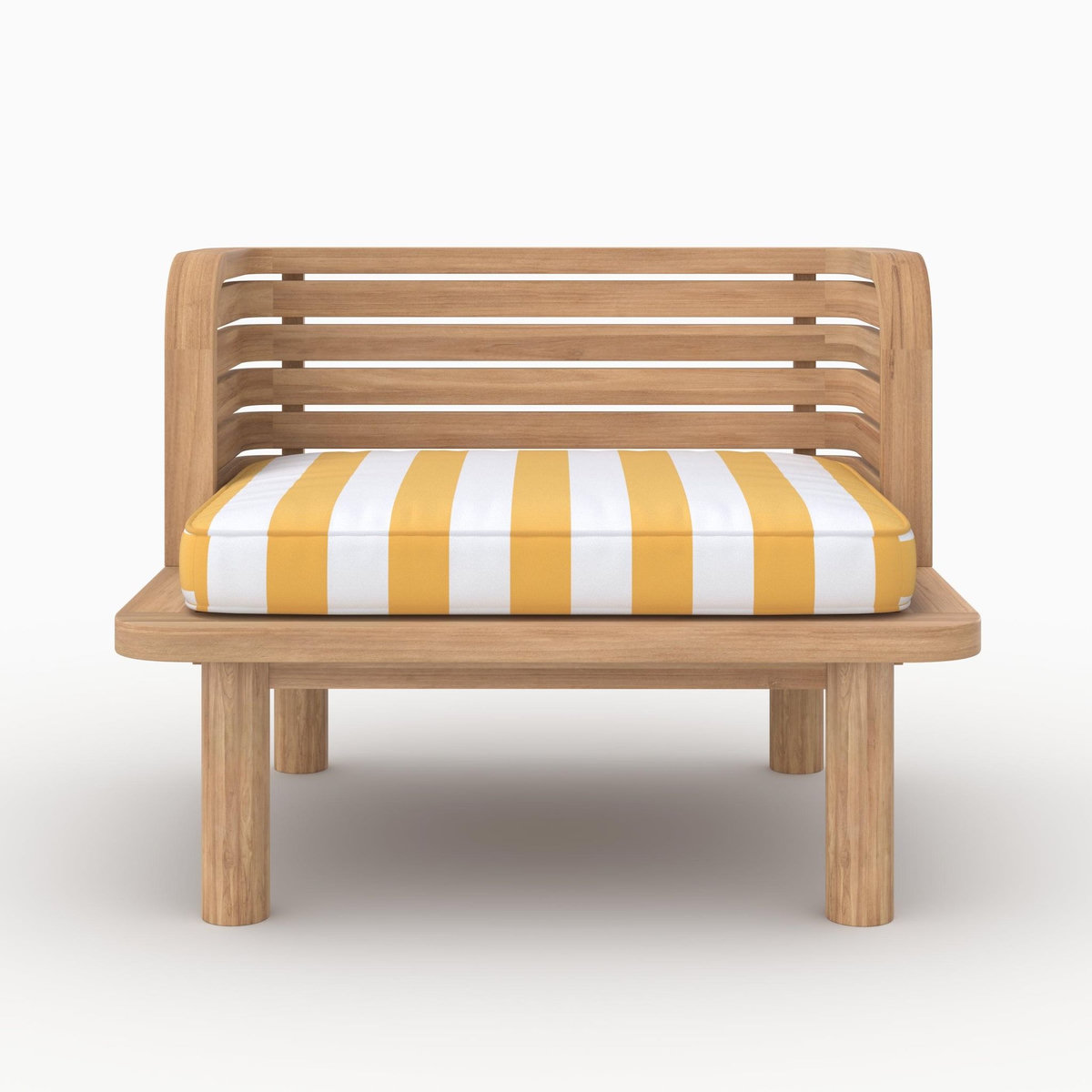 Rendez vous déco Fauteuil de jardin en teck massif et coussin rayé jaune-Kilda