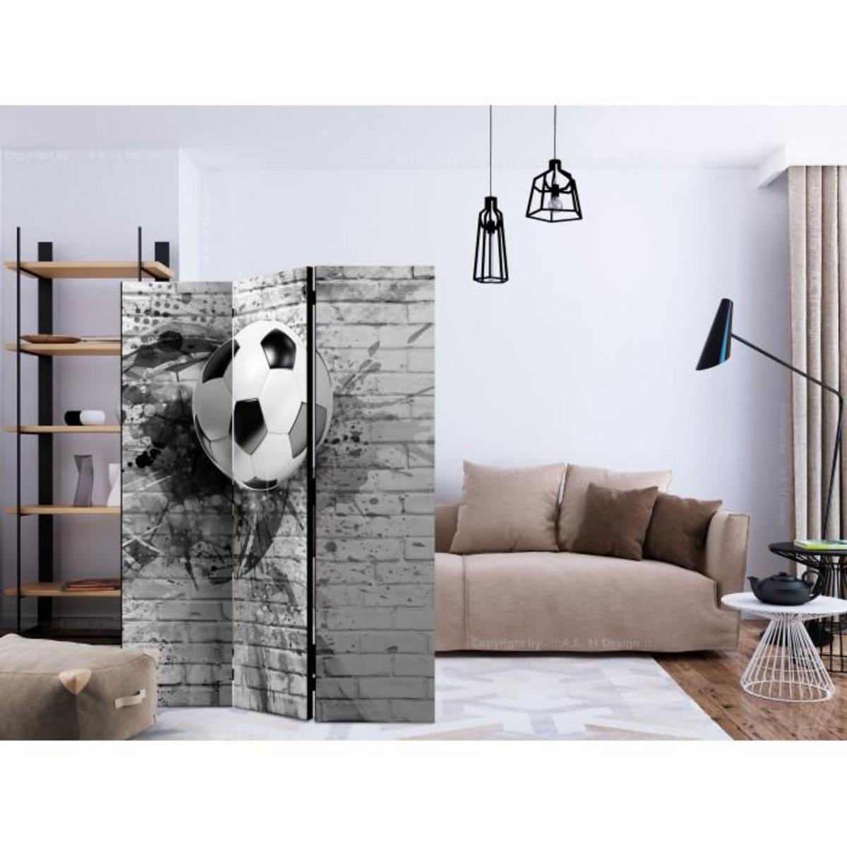 Paris Prix Paravent 3 Volets  Dynamic Football  135x172cm