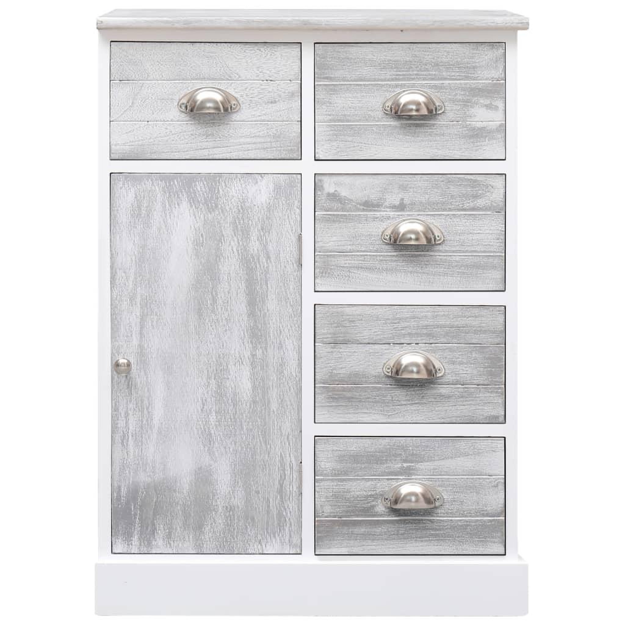 Voir la diapositive 5 : VIDAXL Buffet avec 10 tiroirs Gris 113x30x79 cm Bois