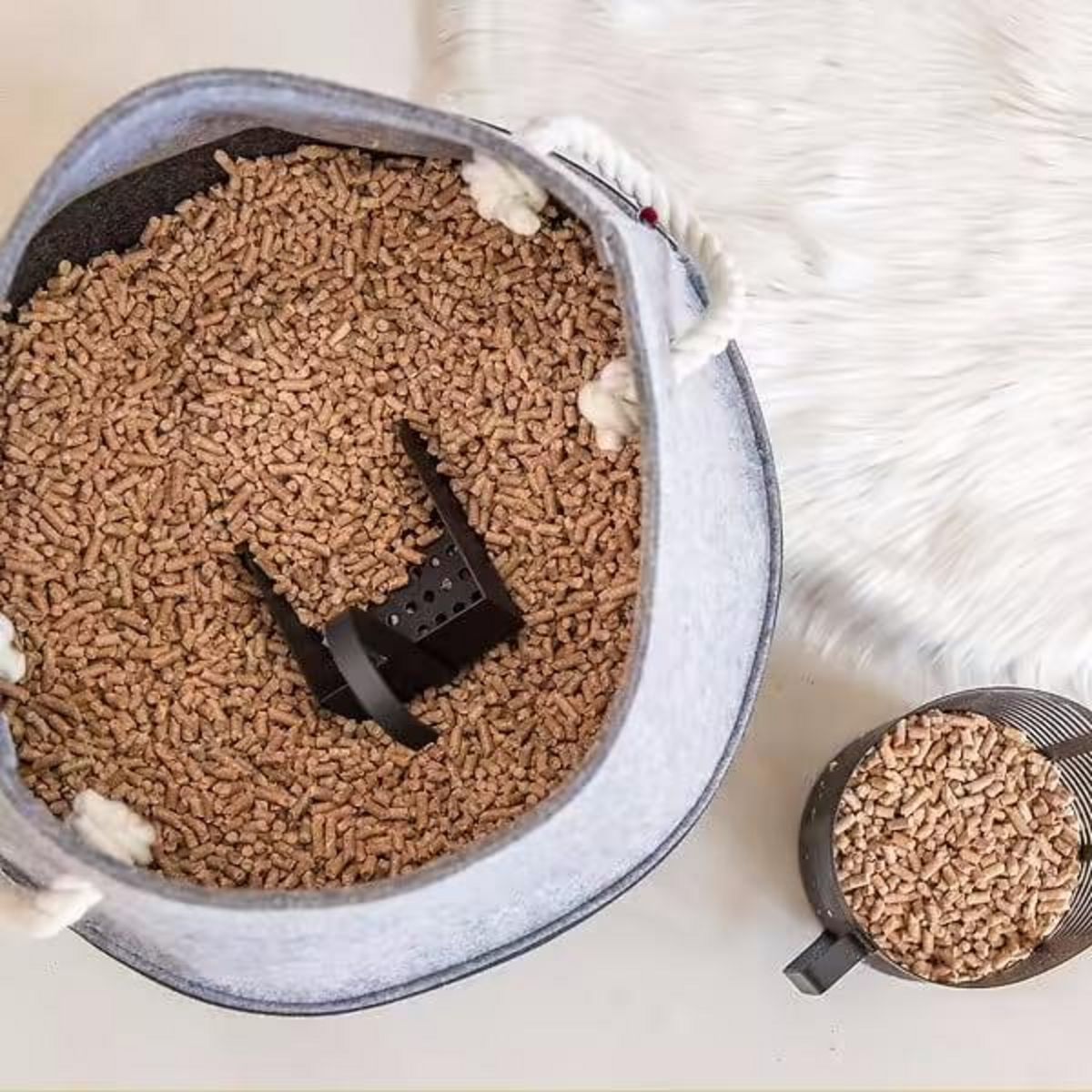 Le marquier Panier à bûches et à granulés - Bicolor feutrine