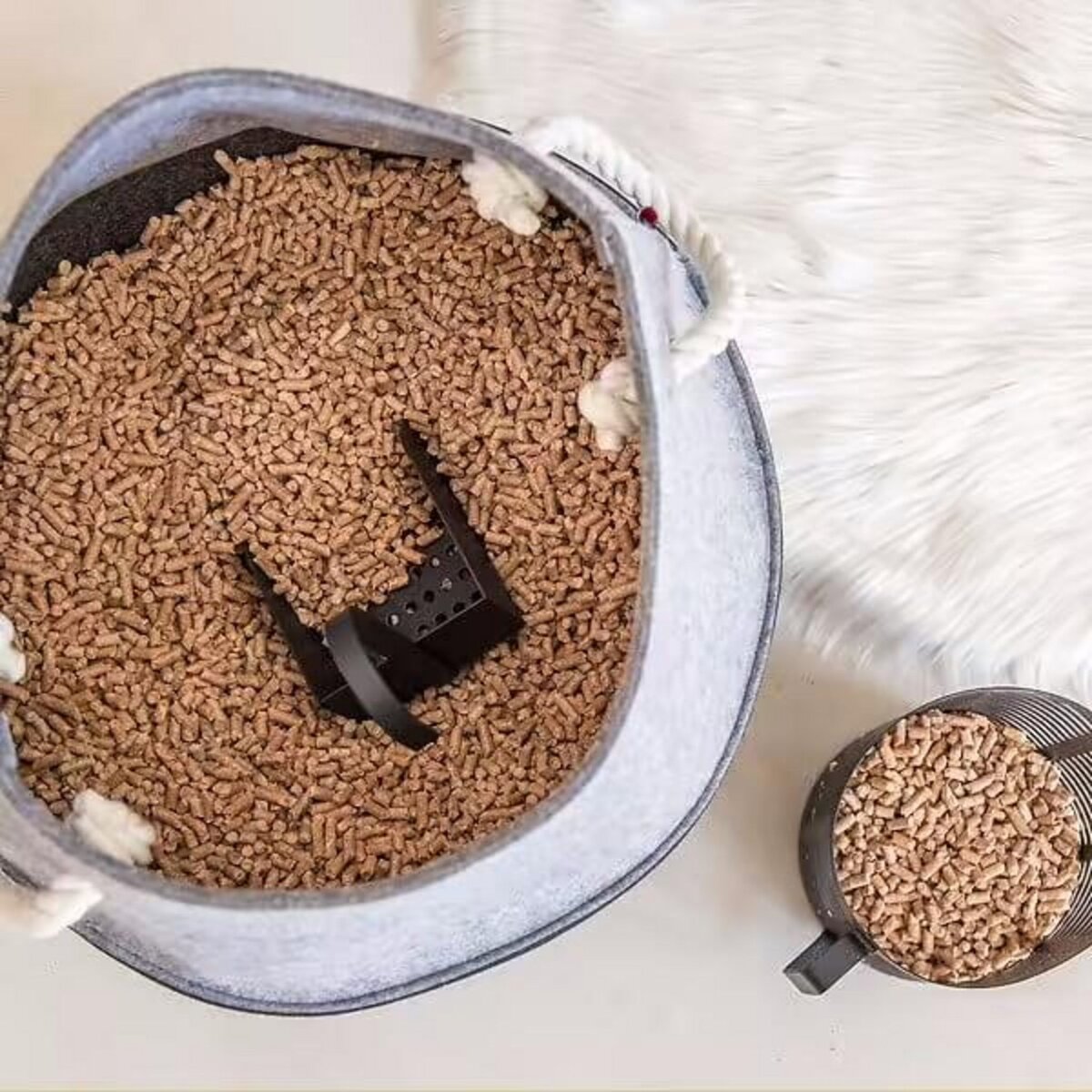 Le marquier Panier à bûches et à granulés - Bicolor feutrine