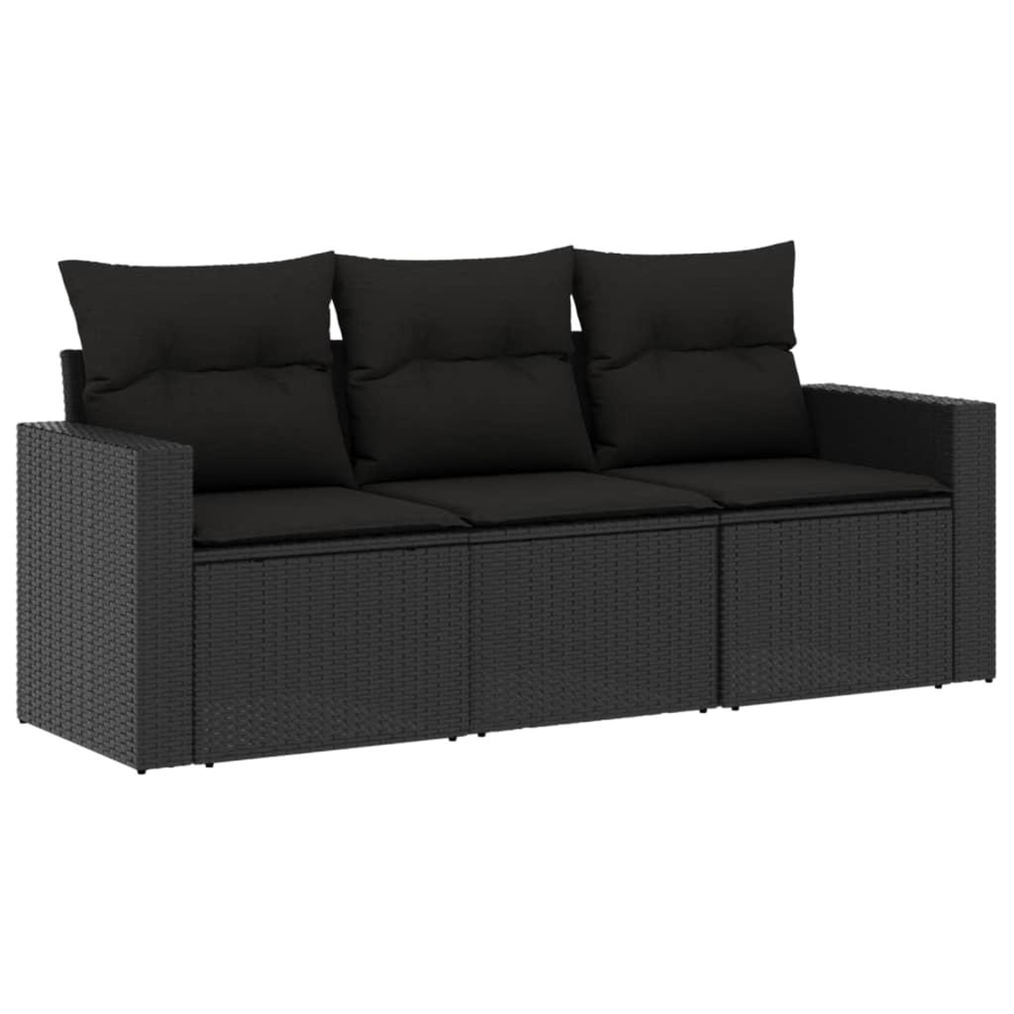 Voir la diapositive 2 : VIDAXL Salon de jardin 3 pcs avec coussins noir resine tressee
