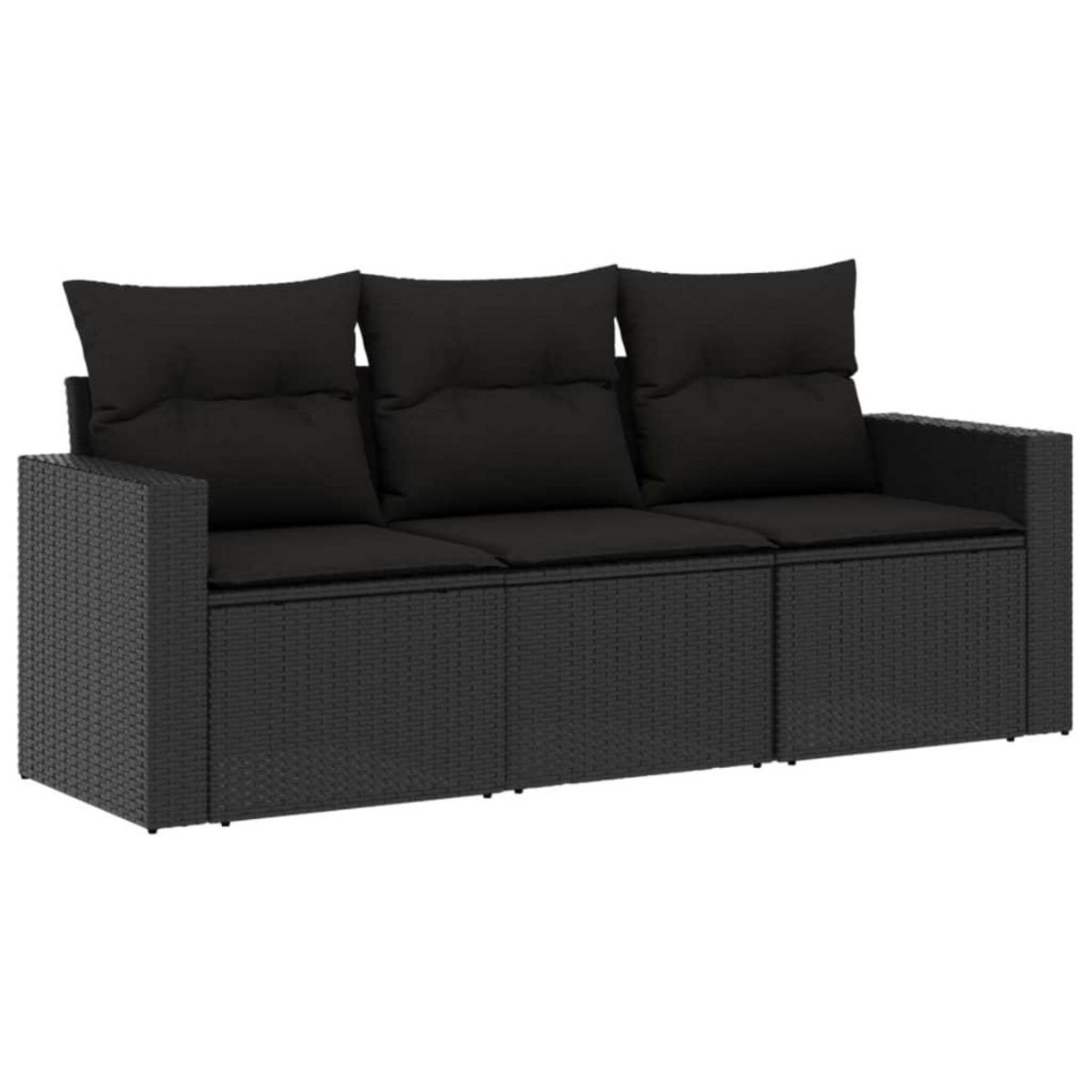 VIDAXL Salon de jardin 3 pcs avec coussins noir resine tressee