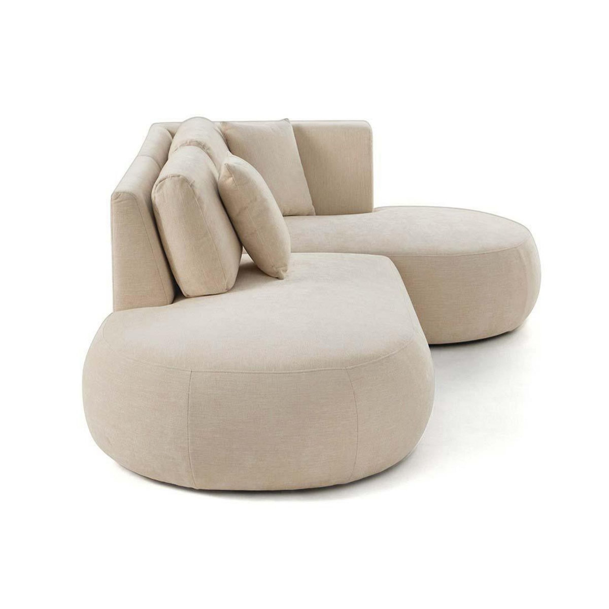 LISA DESIGN Santorini - canapé modulable d'angle droit + pouf - 4 places - en tissu texturé