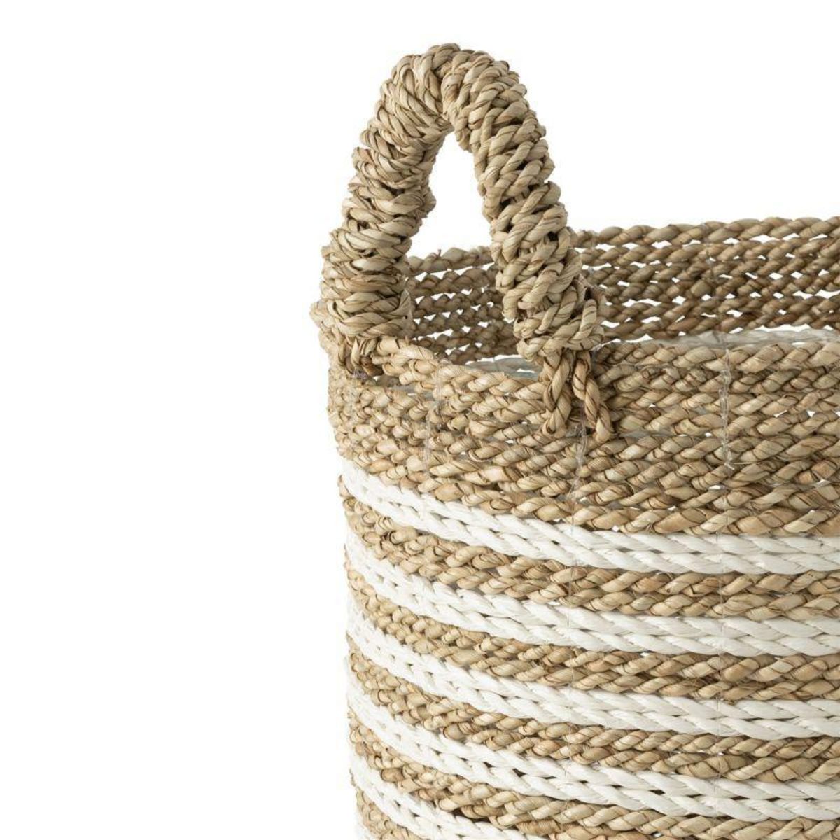 Paris Prix Lot de 3 Paniers de Rangement  Rayés  45cm Naturel & Blanc