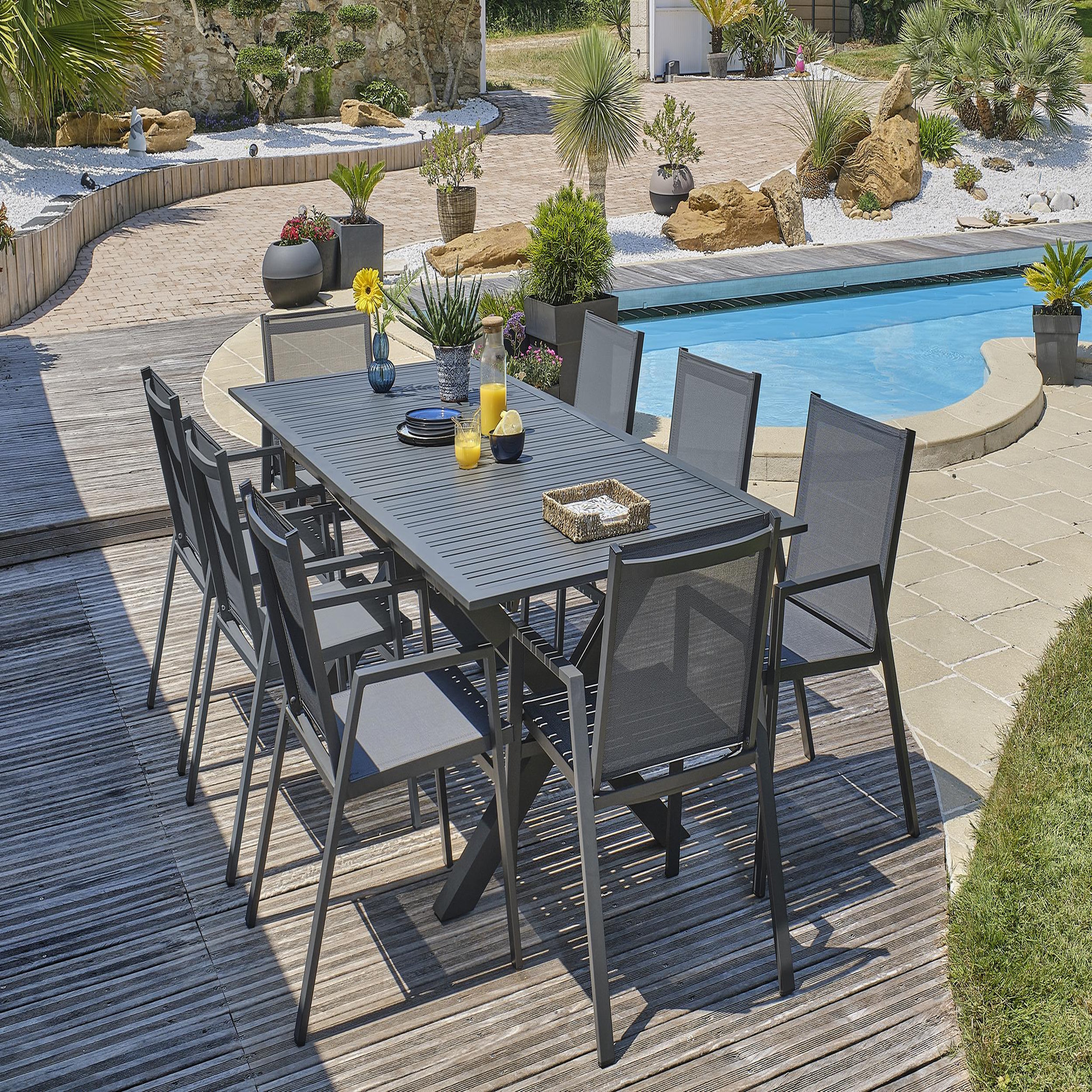 Voir la diapositive 2 : DCB GARDEN Ensemble repas de jardin 6 places en aluminium