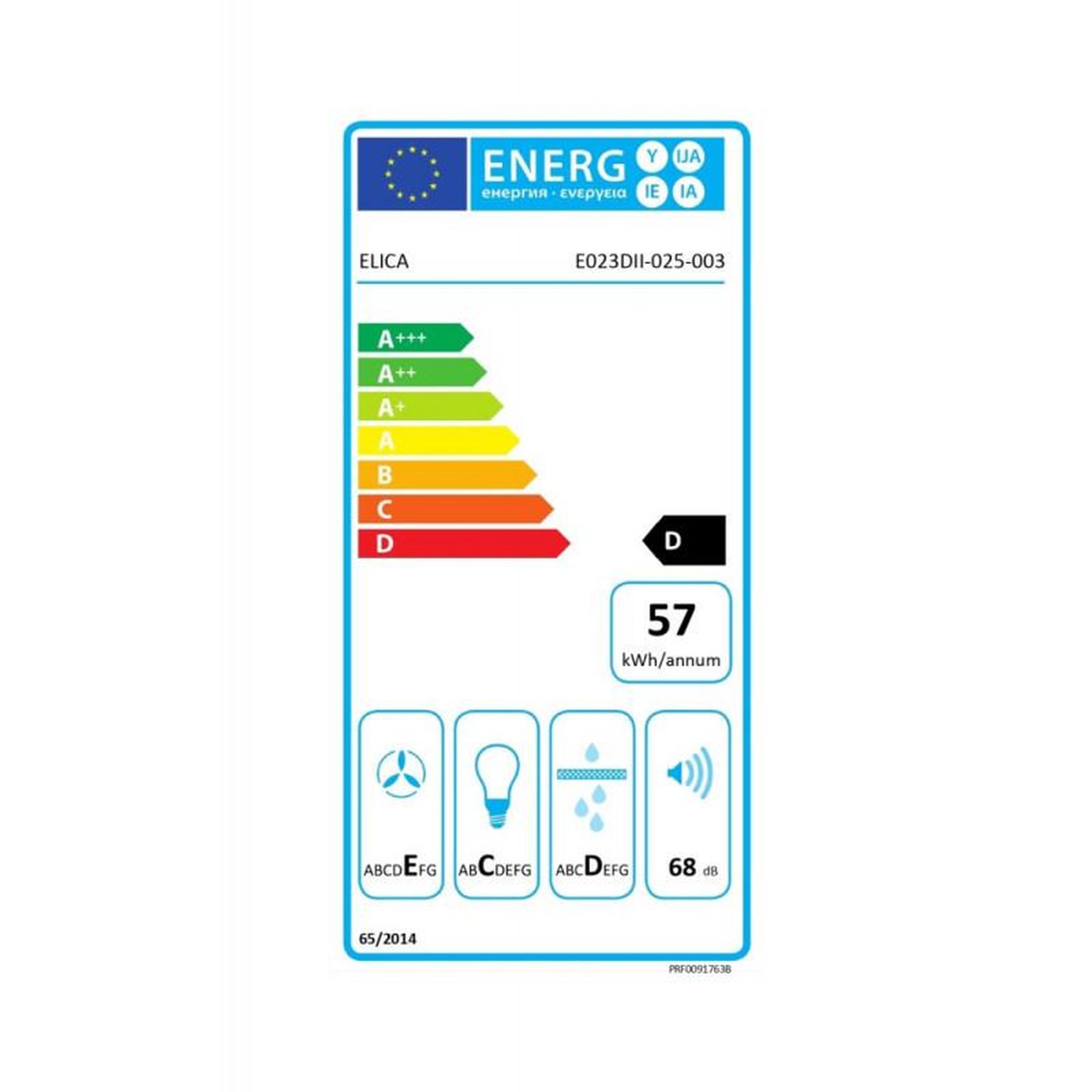 Voir la diapositive 5 : ELICA Hotte décorative murale 90cm 68db 395m3/h inox - prf0091763b