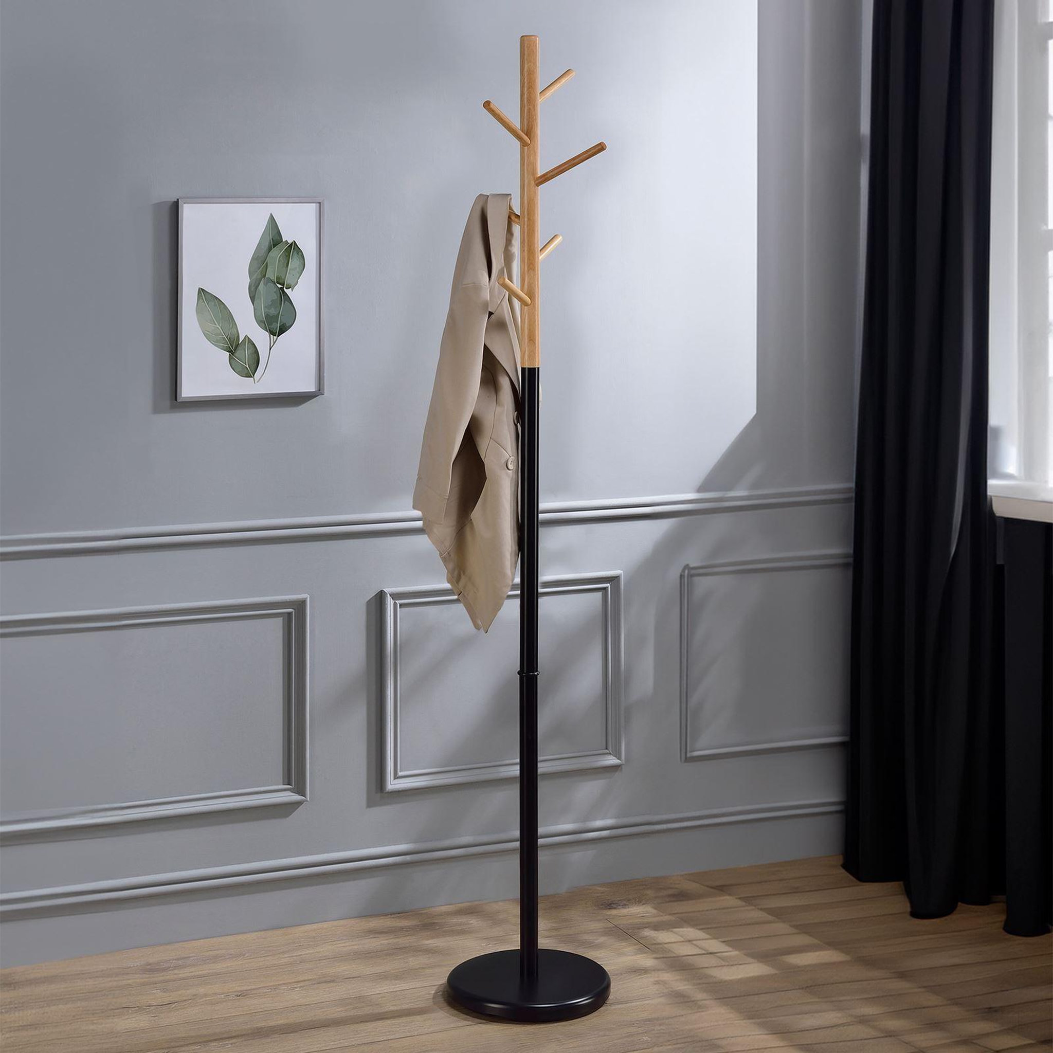 Voir la diapositive 2 : IDIMEX Porte-manteaux ENRICO, en métal et bois