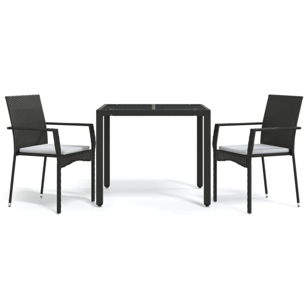 VIDAXL Ensemble a manger de jardin avec coussins 3 pcs Noir