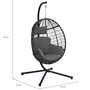 Voir la diapositive 4 : ID MARKET Fauteuil oeuf suspendu ajouré effet rotin gris avec coussin gris