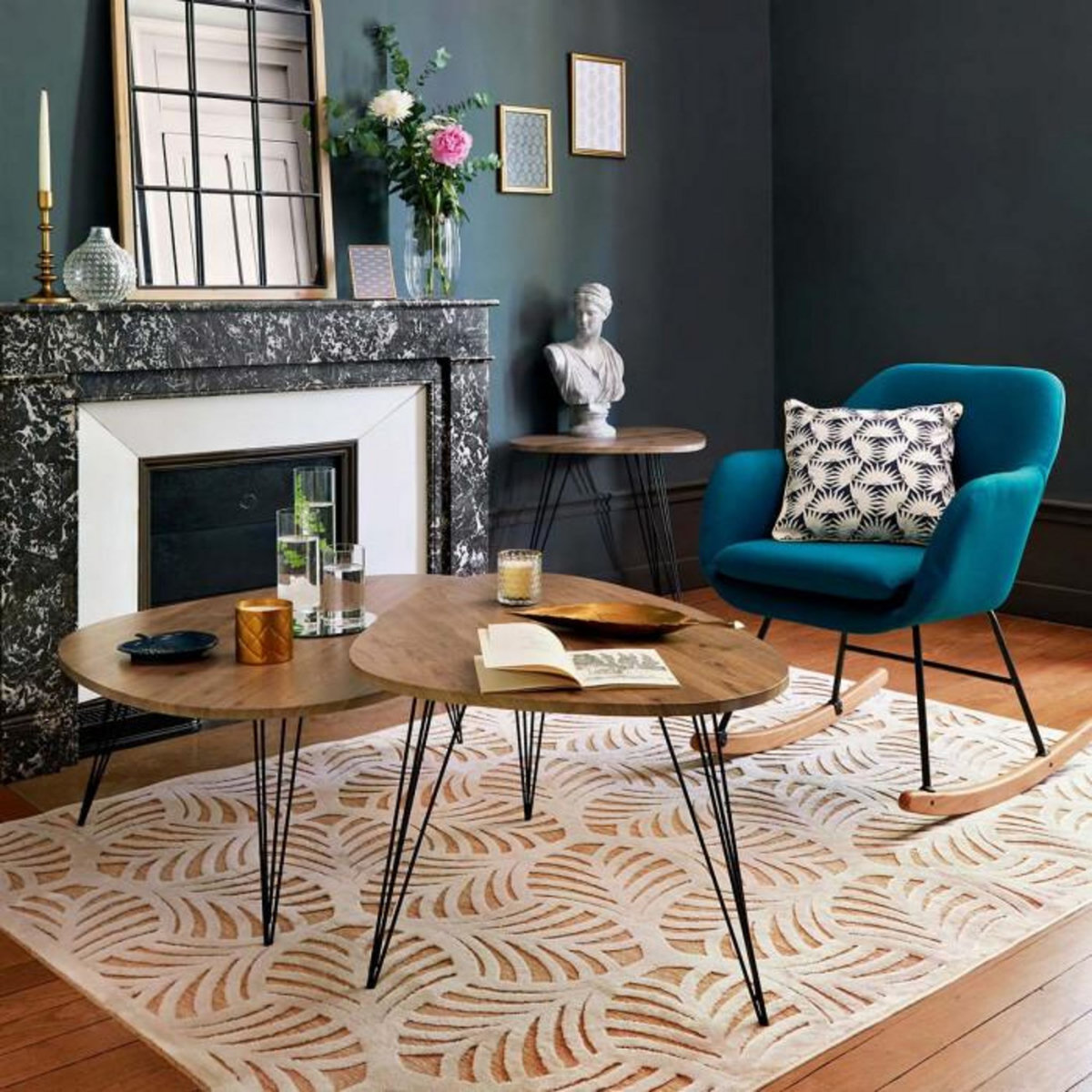 ATMOSPHERA Table basse design industriel Neile - L. 112 x H. 40 cm - Noir